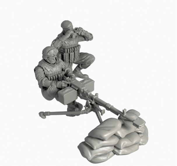 35 Scale Russian Machine Gun Unit 2 Soldiers High Detail 3D Printed Kit