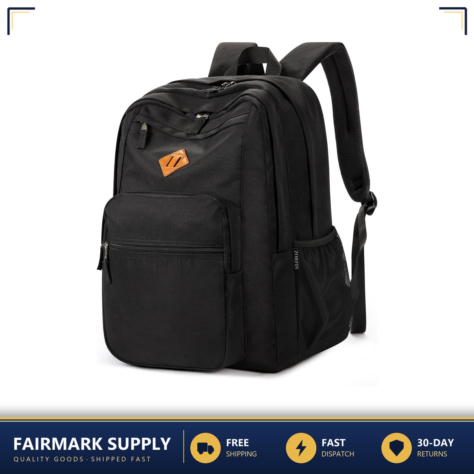 School Backpack 26L Water Resistant Nylon with Laptop Sleeve and Multiple
