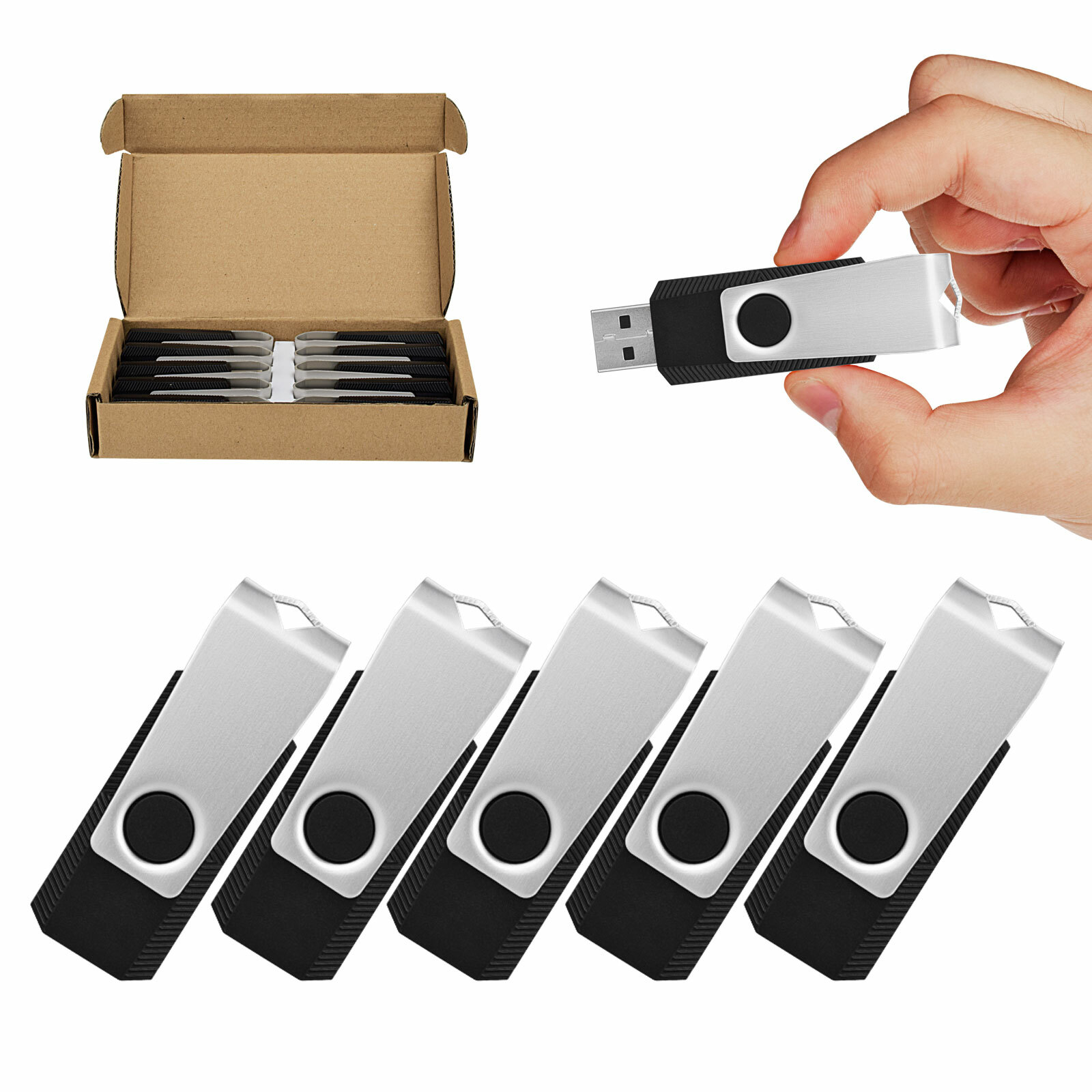 Lot 1/5pcs 64GB USB 2.0 Flash Drive Metal Anti-Skid Swivel Memory Sticks U Disk