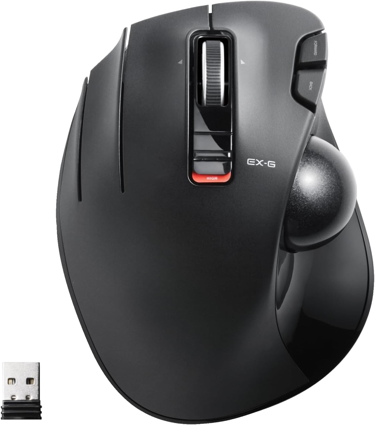 ELECOM EX-G Left Handed Trackball Mouse, 2.4 Ghz USB Wireless, Ergonomic, Thumb