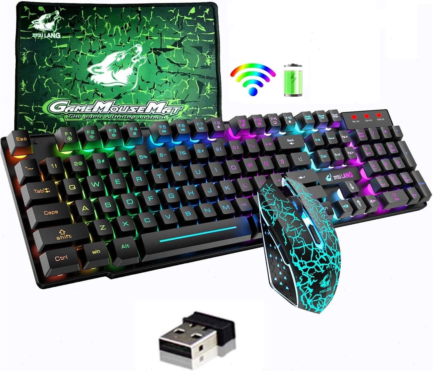 ZIYOULANG T3 2.4G Wireless Gaming Keyboard Mouse Set Rechargeable For PC Mac