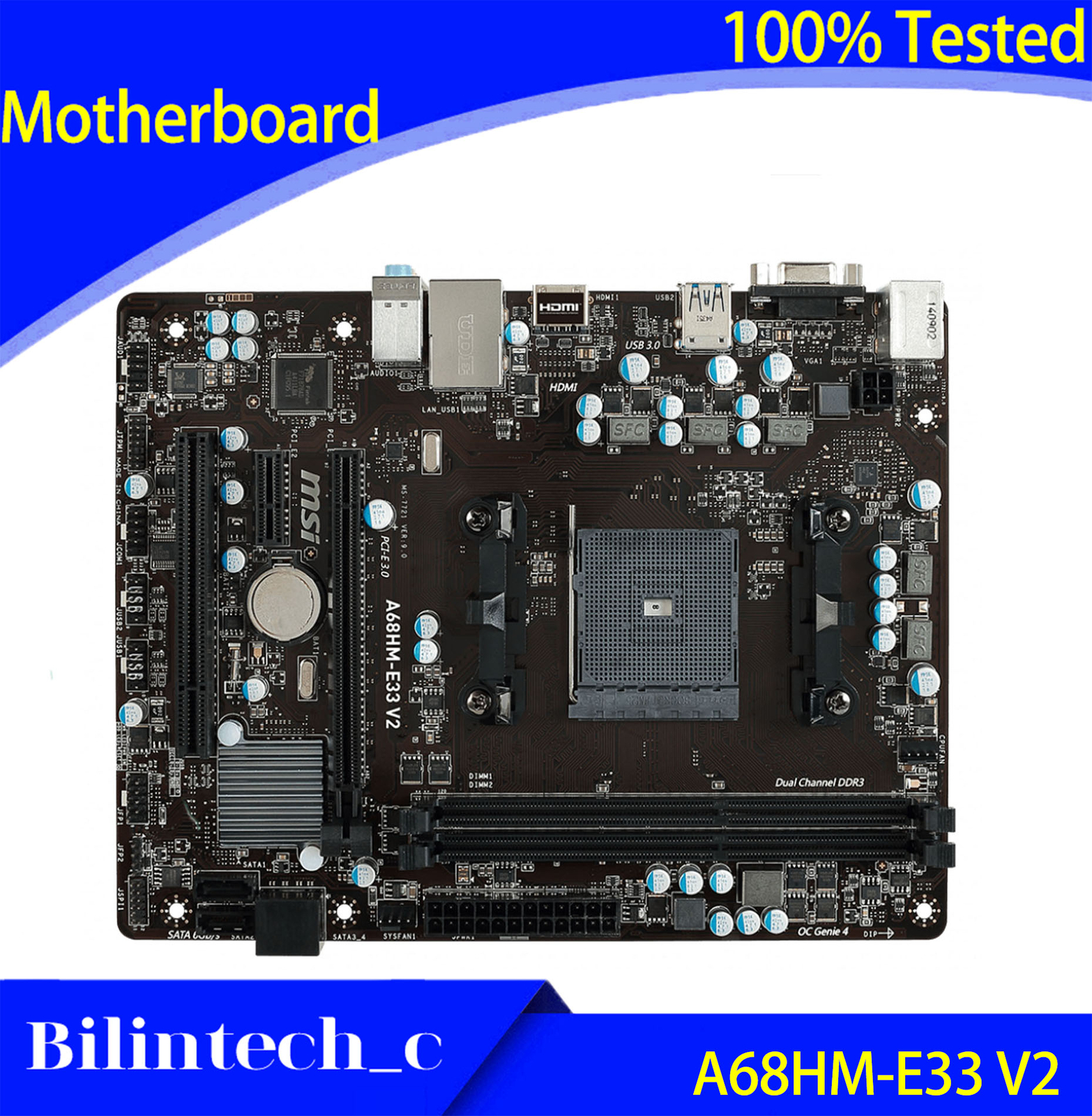 FOR MSI A68HM-E33 V2 FM2 Motherboard DDR3 Supports FM2/FM2+ /7650K 64GB