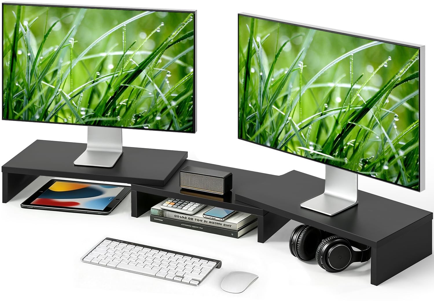 New TAVR Monitor Stand Riser, Office Desktop Organizer for 2 Monitors Adjustable