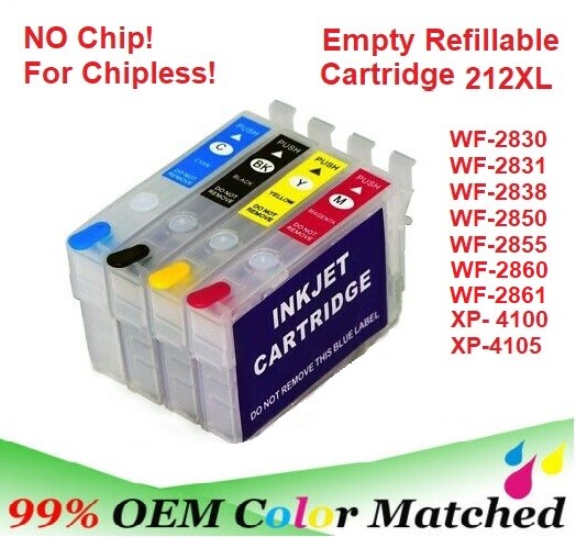 220XL 220 Alternative No Chip Refillable Ink Cartridge for Epson WF-2630 WF-2650