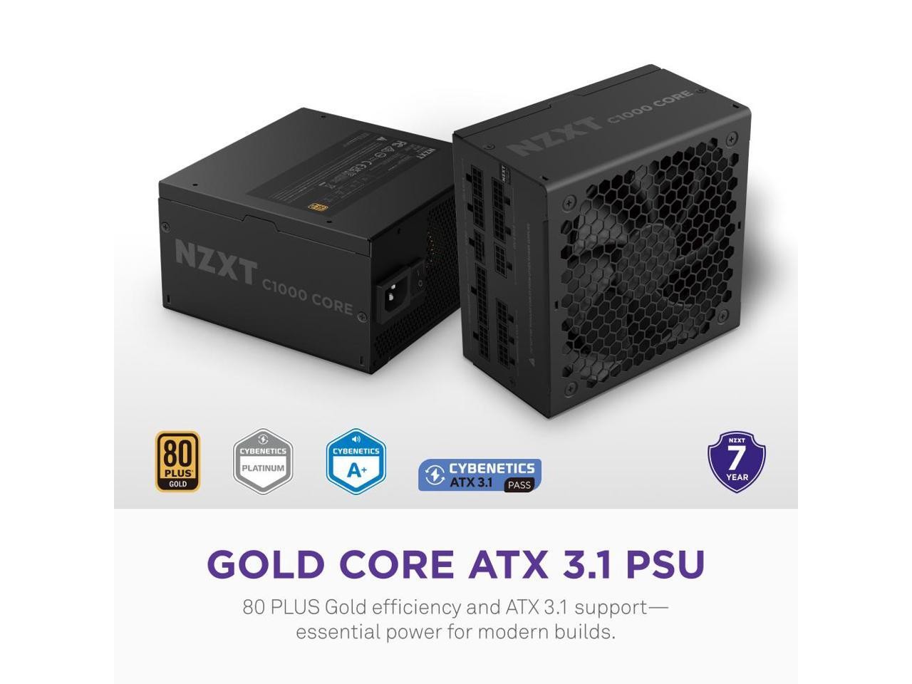 NZXT C1000 Gold Core 80Plus Gold Fully-modular ATX 3.1 Power Supply, US Power