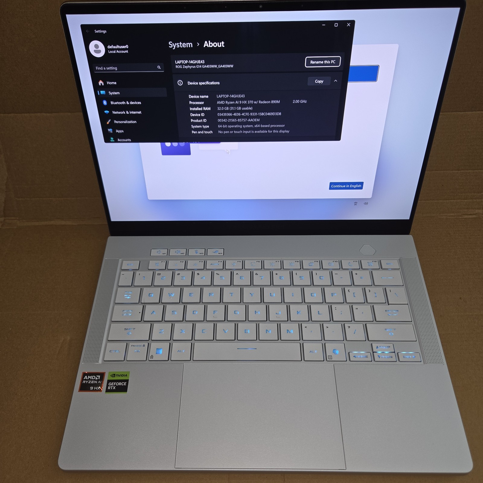 ASUS ROG Zephyrus G14 GA403WW Ryzen AI 9 HX 370 RTX 5080 32GB 2TB OLED 120Hz