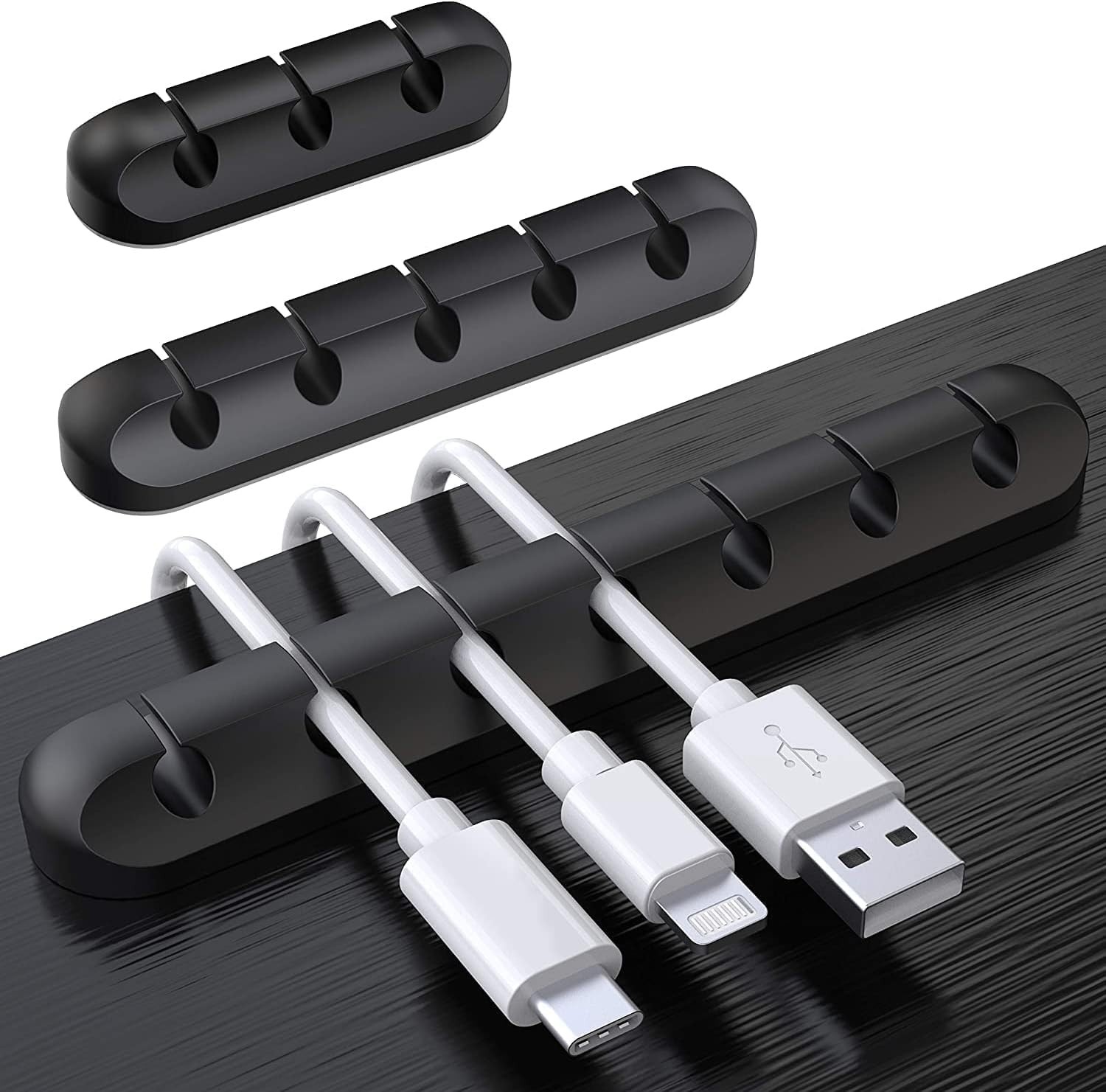 Compact 3 Pcs USB Cable Clips - Self-Adhesive, Flexible Silicone for All Devices
