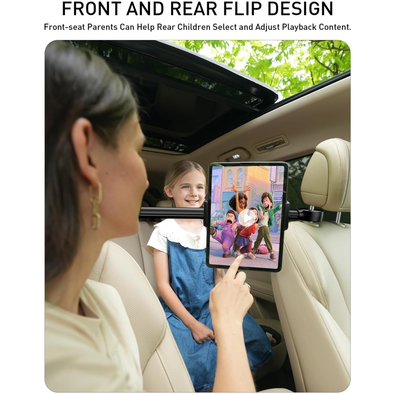 Car Headrest Tablet Holder: Front & Rear Flip Mount