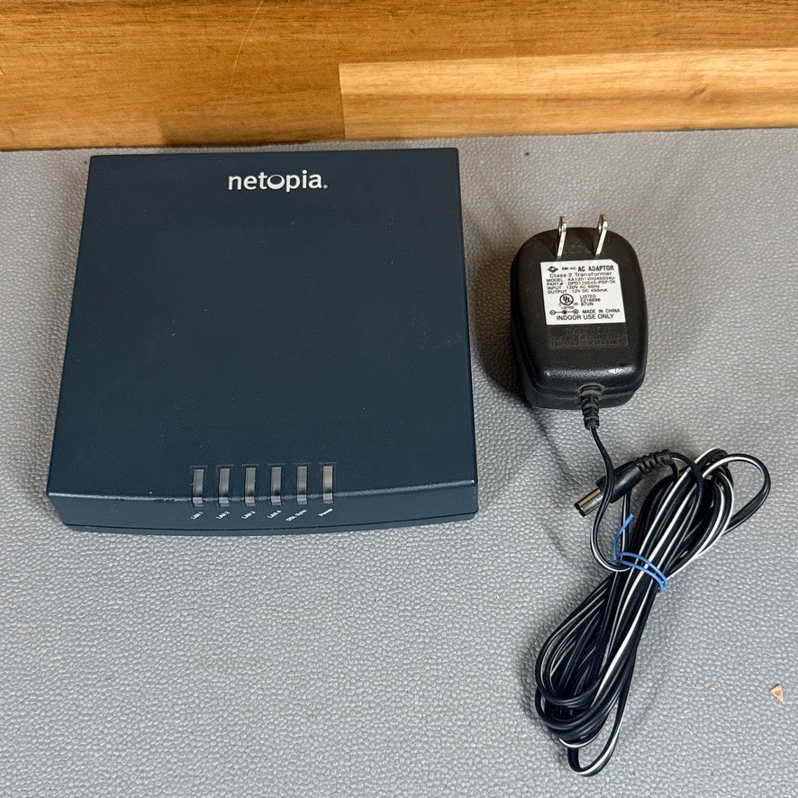 Netopia 3346N-002 ADSL2+ DSL Modem Router 4-Port Ethernet w AC Adapter