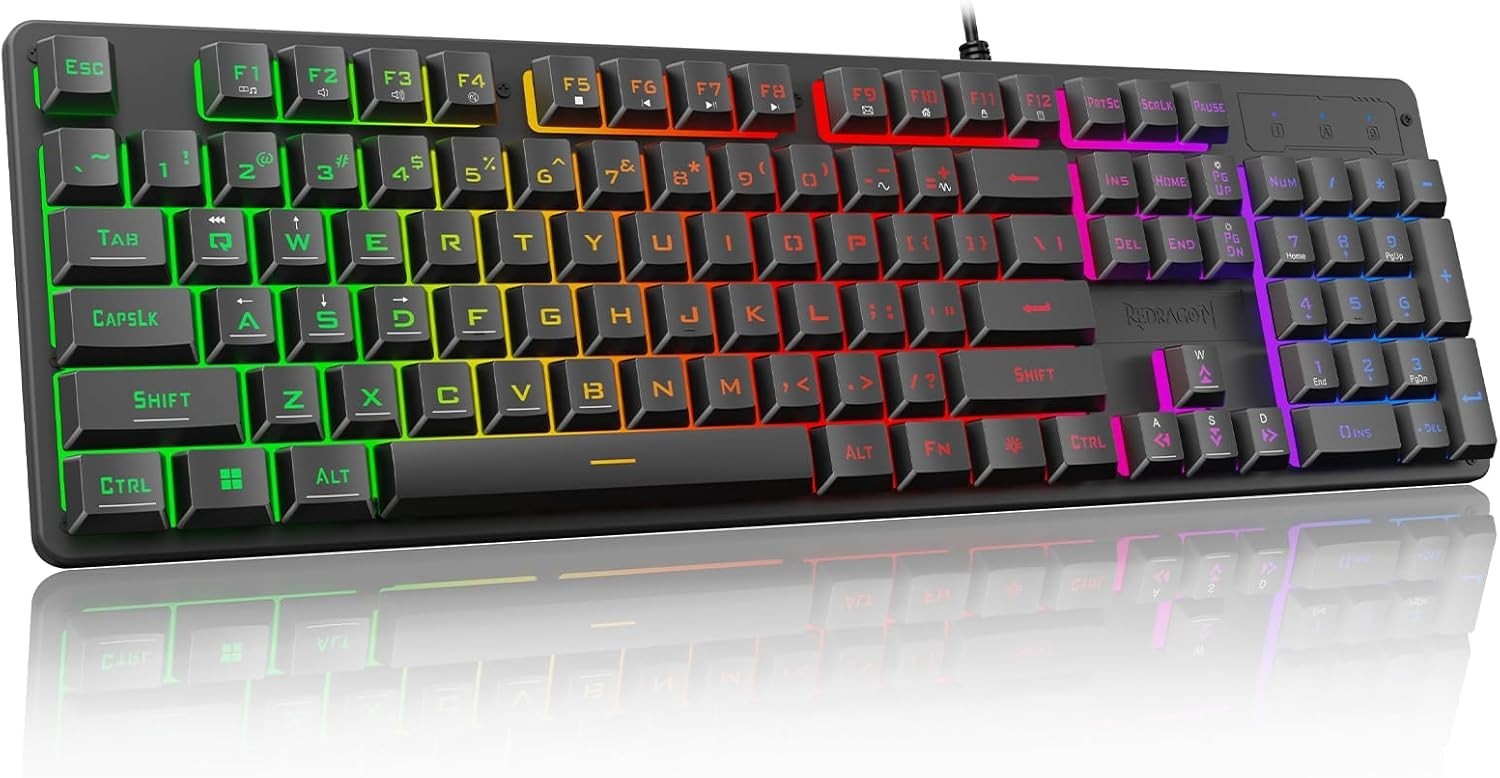 Redragon K521 Upgrade Rainbow LED Gaming Keyboard, Wired
