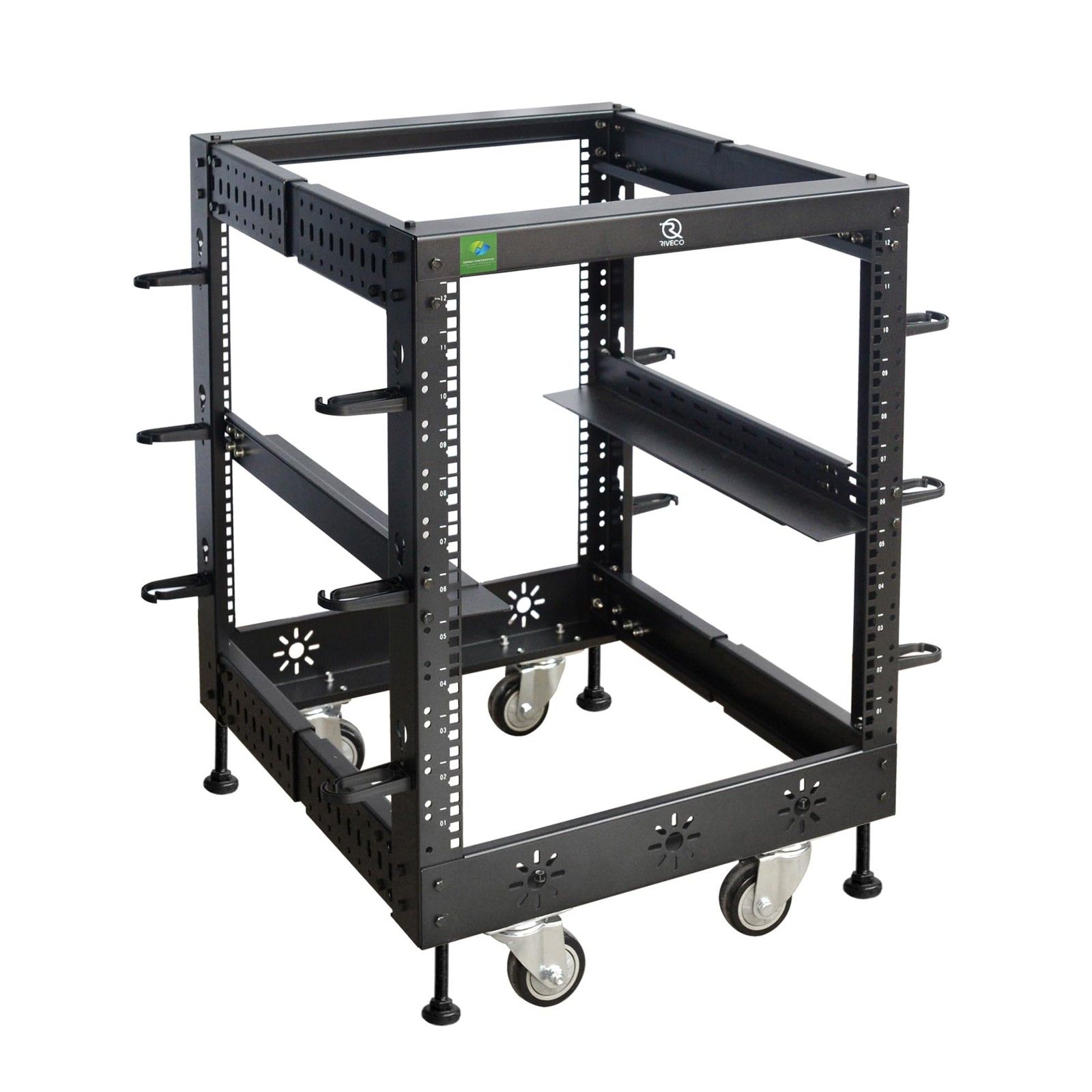 RIVECO 12U 19” Adjustable Depth Server Rack Support Up to 1700LBS 12U, black