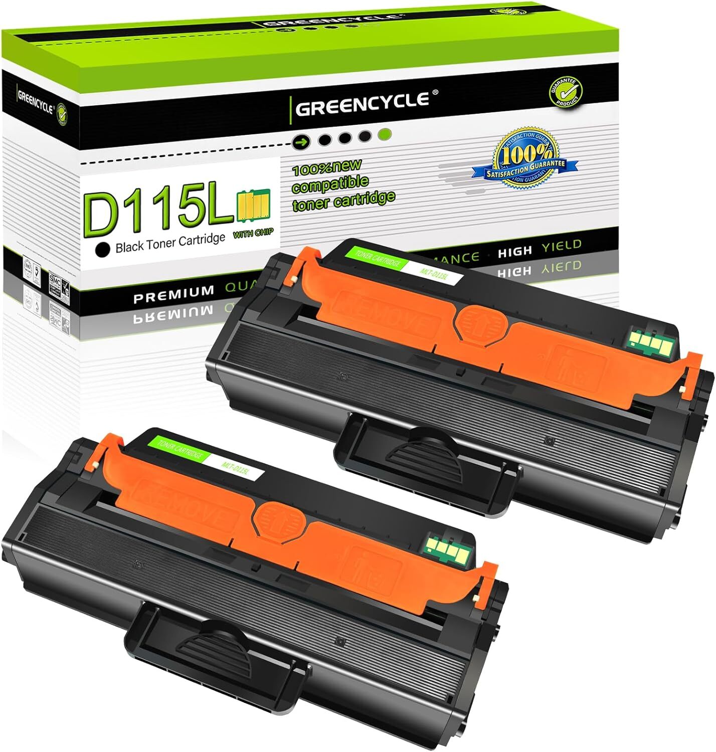 Greencycle 2 Pack Compatible Samsung Laser Toner Cartridge Mlt D115l Black