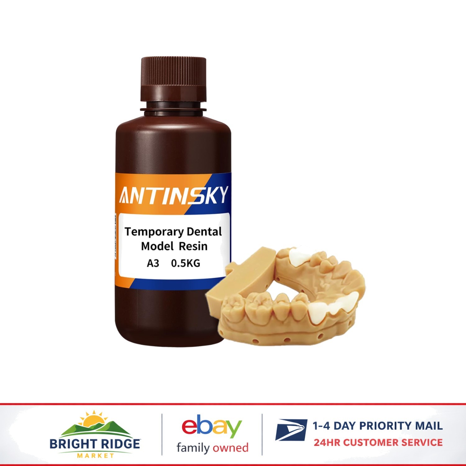 Temporary Teeth Resin for 3D Printing with Low Shrinkage and High Precision
