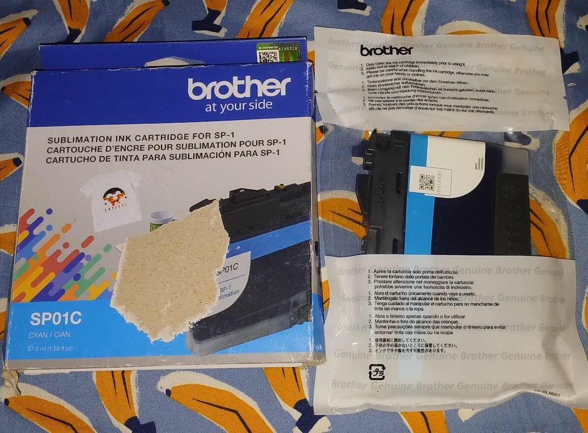 Brother SP01C Standard Capacity Sublimation Ink Cartridge CYAN 08/25 Bag Sealed