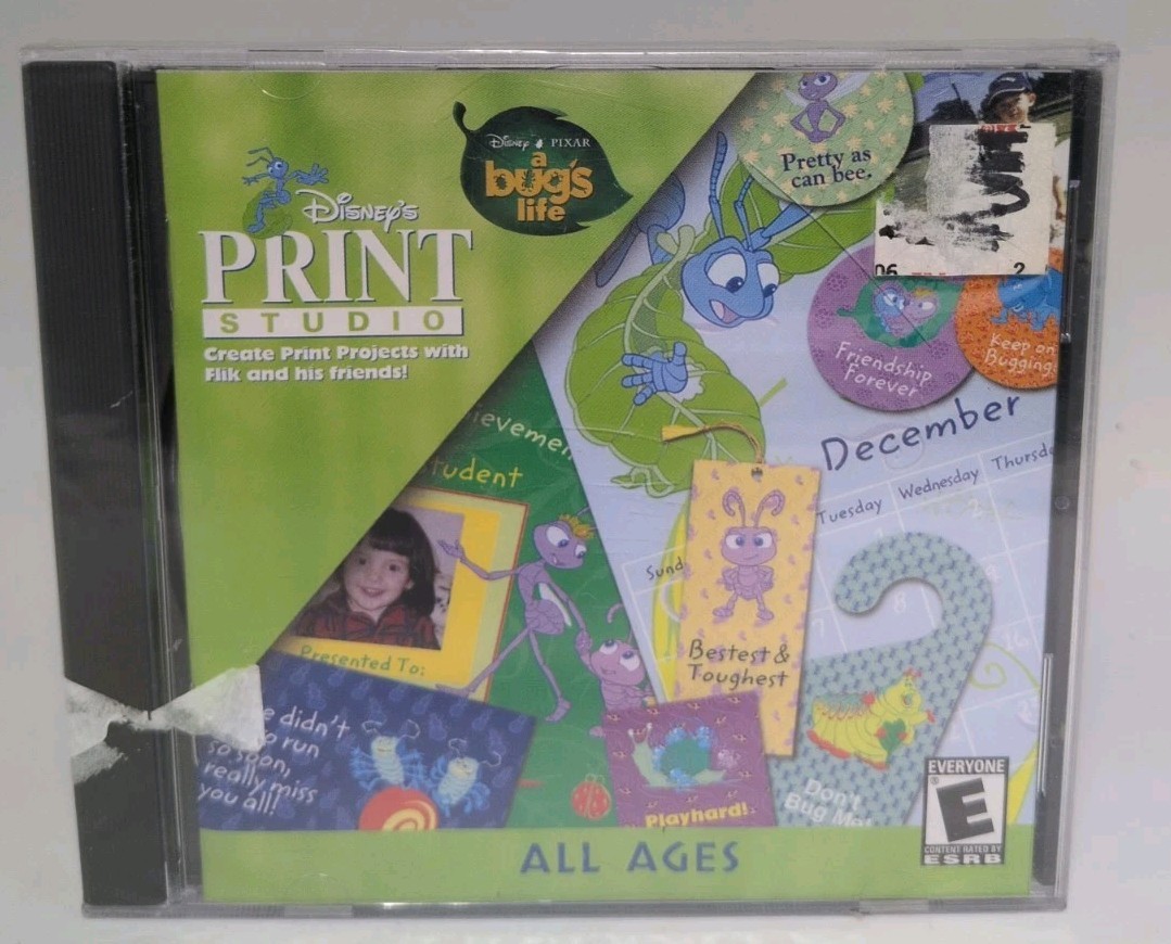 Disney Pixar’s Print Studio A Bug’s Life PC CD-ROM Disney Interactive 1998 NEW