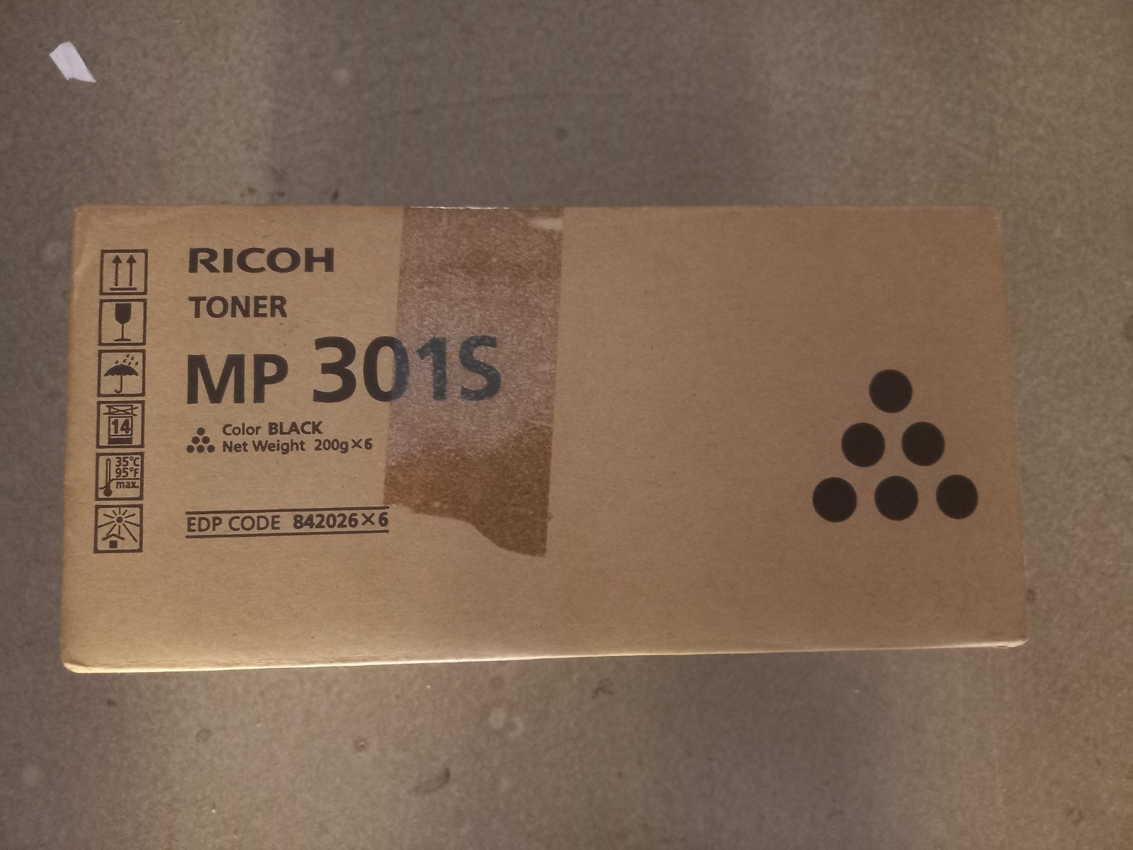 Genuine Ricoh MP301S Black Toner Cartridge BOX OF SIX 842026 MP 301 X 6