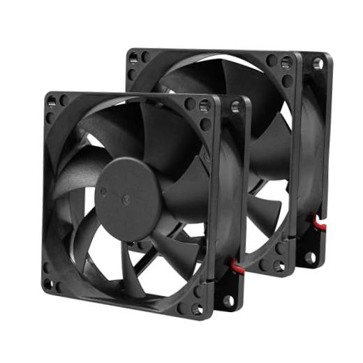 12V DC High-Performance 2-Pin XH2.54 Electronics Cooling Fan 2-Pack 80x25mm