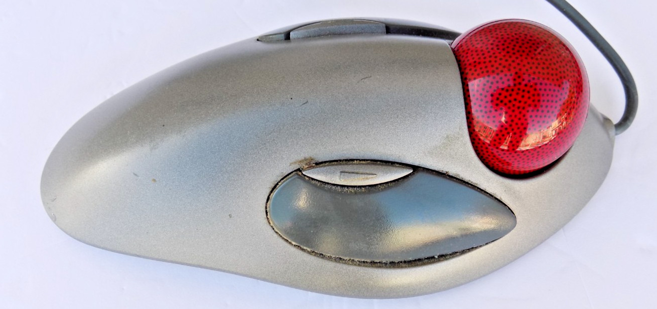 LOGITECH 804377 RED ROLLER TRACKBALL MOUSE USB ** TESTED ** MARBLE T-BC21