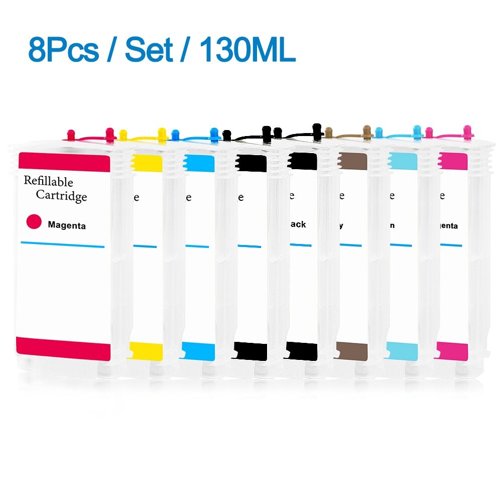 For HP 70 8PCS 130ml Empty Refillable Ink Cartridge For HP Z2100 Z3100/3200/5200