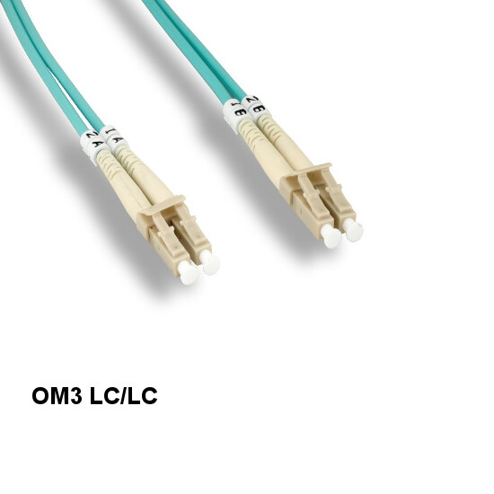Kentek 9.84ft OM3 LC/LC 10Gb Multi-Mode Fiber Cable 50/125 Aqua Duplex OFNR