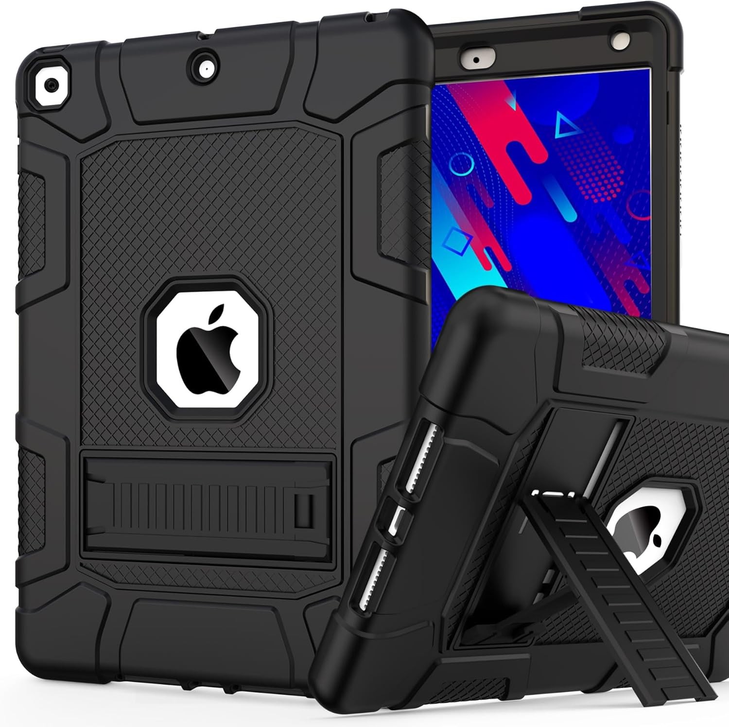 Case for iPad 10.2 Inch (9th/8th/7th Generation), Shockproof Rugged Case with Ki
