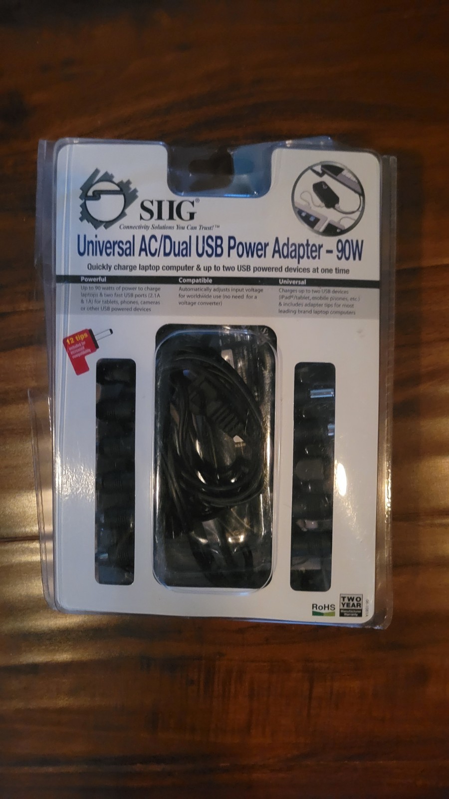 SIIG Universal AC/Dual USB Power Adapter 90W 12 Tips Laptop Charger USED