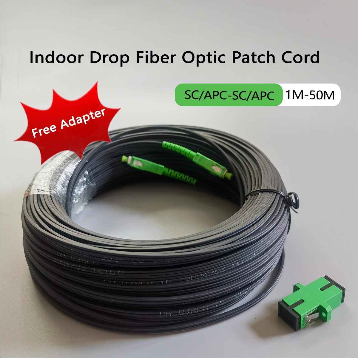 Indoor FTTH Drop Fiber Optic Cable Single Mode Simplex Core SC/APC-SC/APC 1M-50M