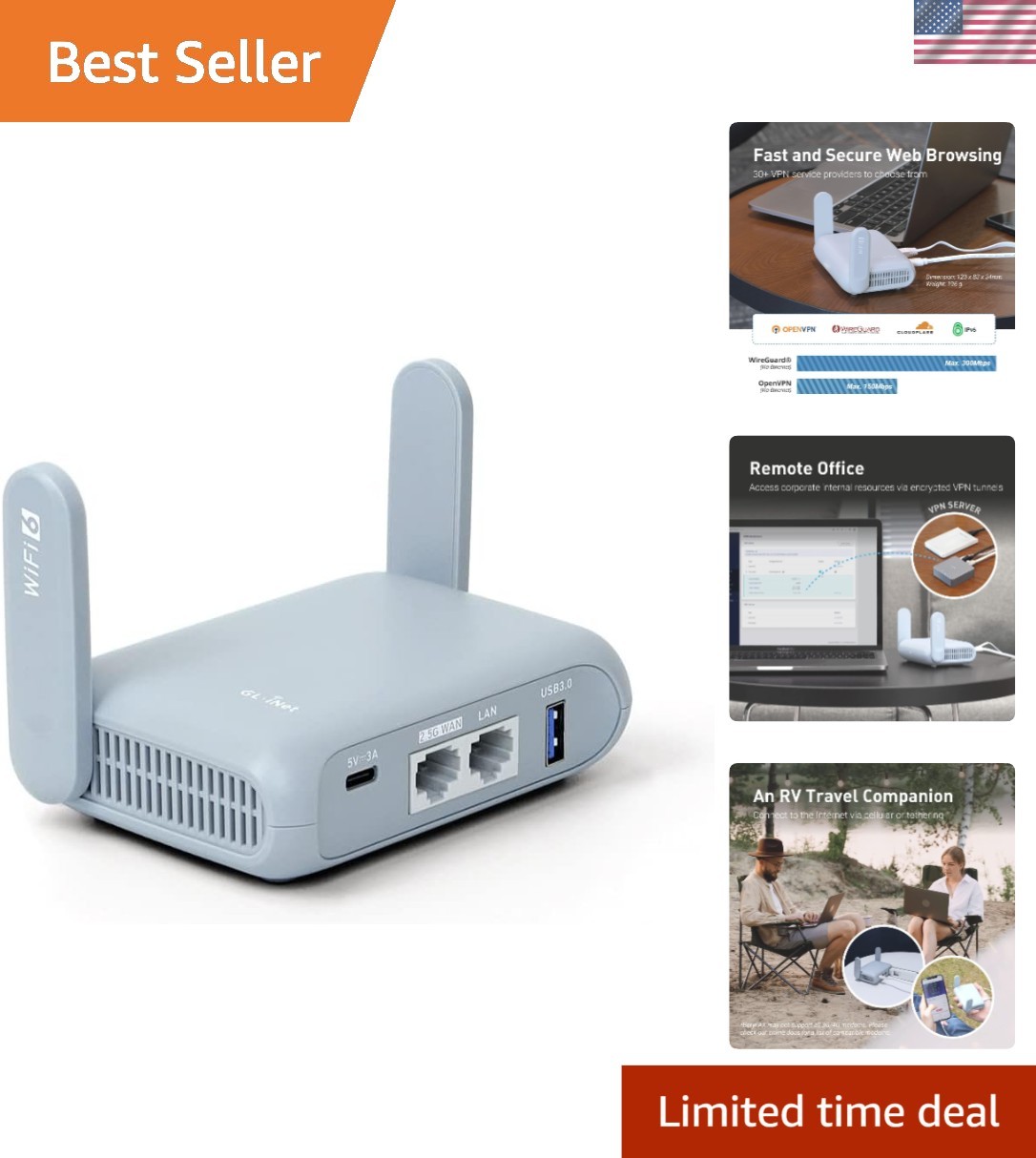 Beryl AX Portable VPN Router - Dual-Band Wi-Fi 6 for Travelers and Professionals