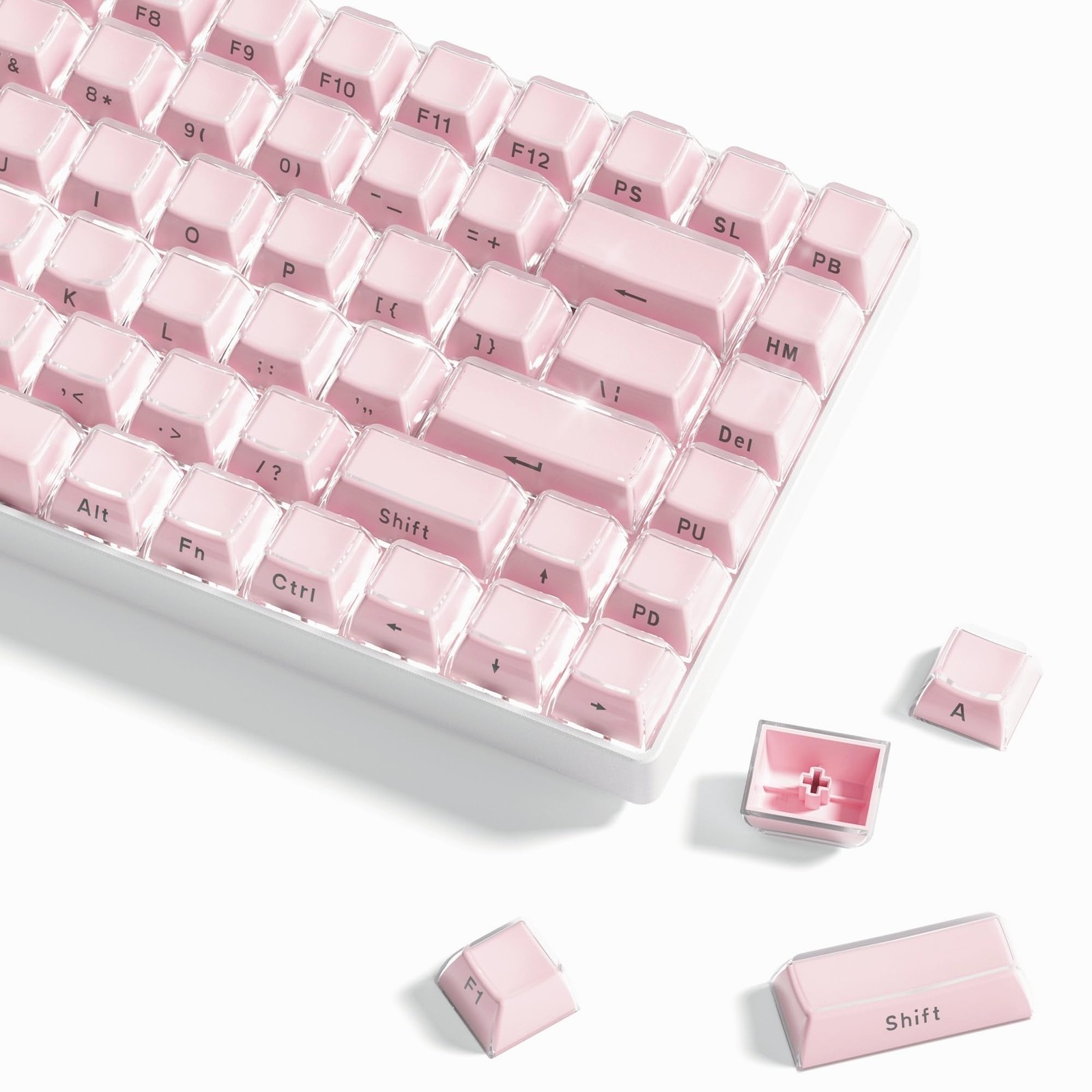 113-Key Crystal Jelly Keycaps Set Side Printed OEM Profile for MX Keyboard