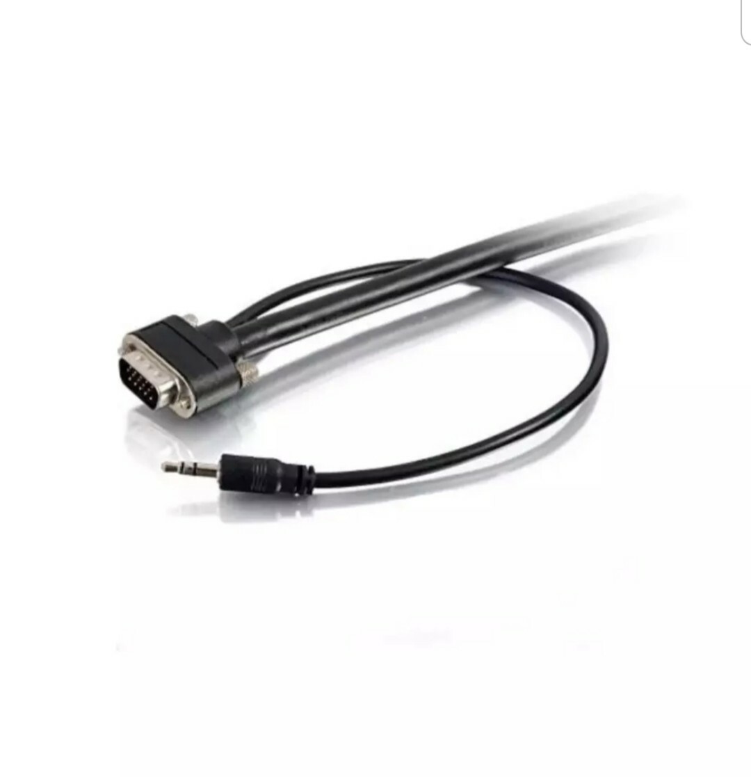 C2G #50229 35FT CMG Rounded VGA M/M + 3.5m/m QXGA Audio & Video Cable -Black 