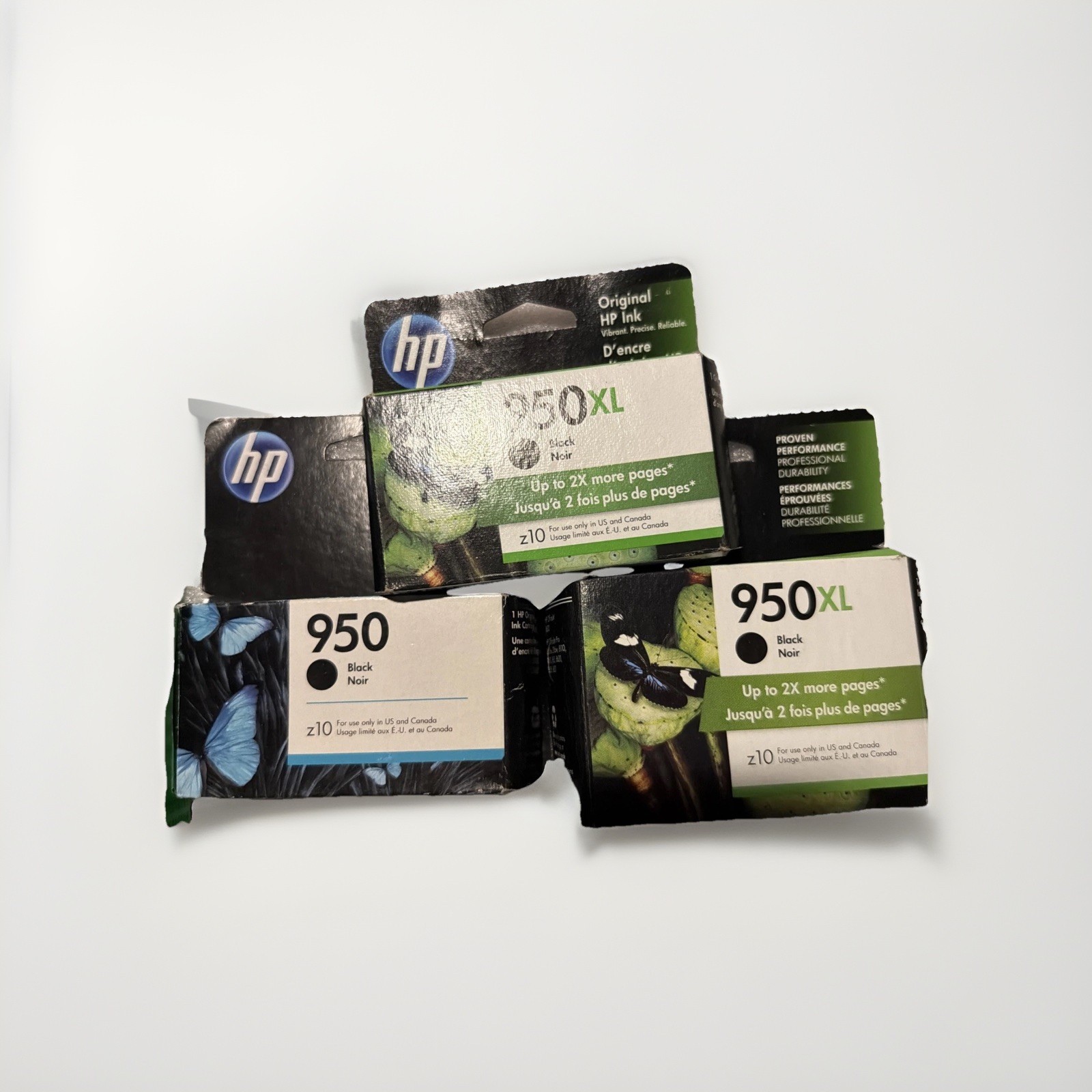 Lot Of Two HP 950 XL + One 950 BLACK Ink Cartridge (CN045AN) 2019-2021 Brand New