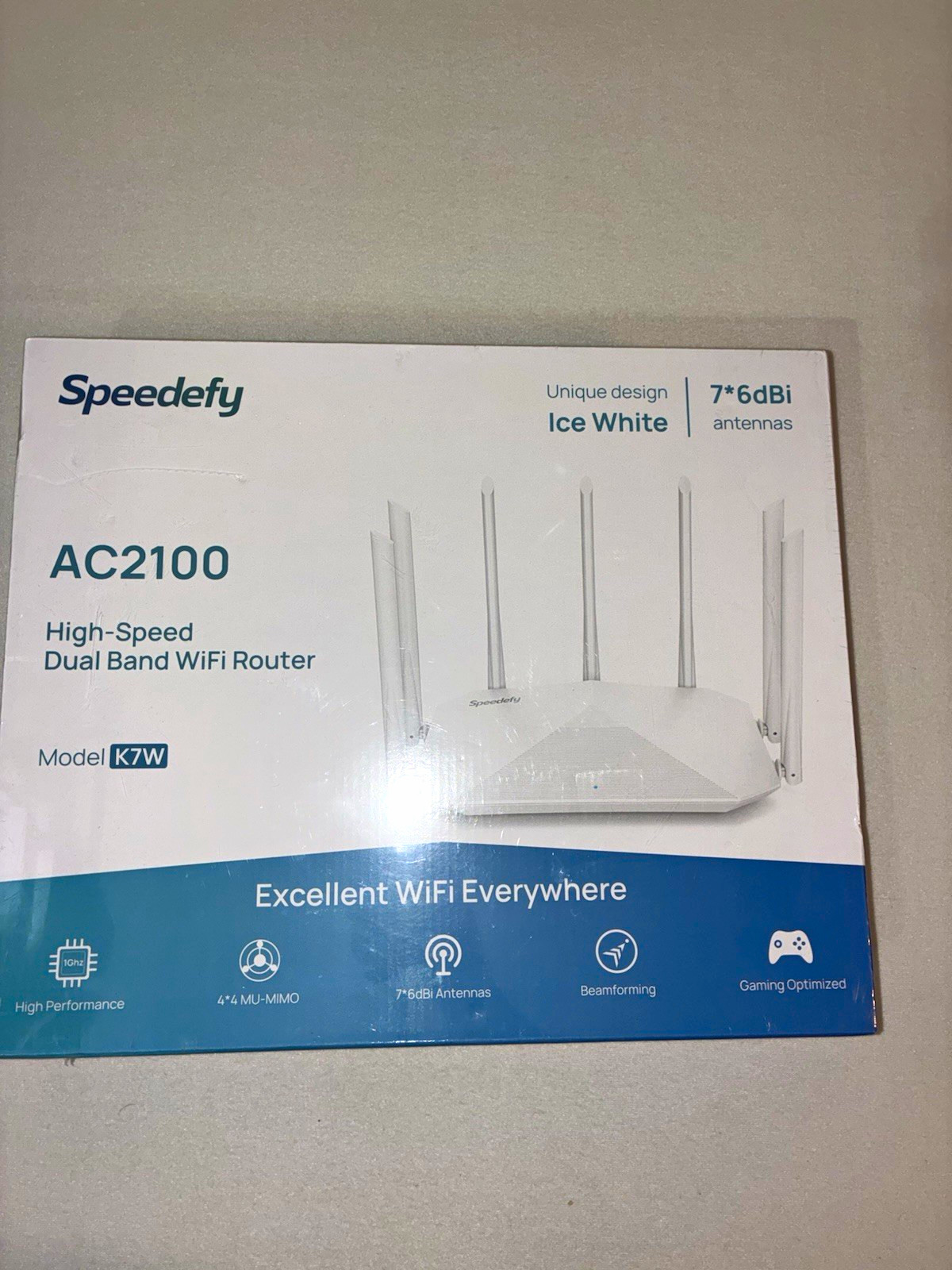 Speedefy K7W AC2100 Dual-Band Gigabit WiFi Router MU-MIMO White