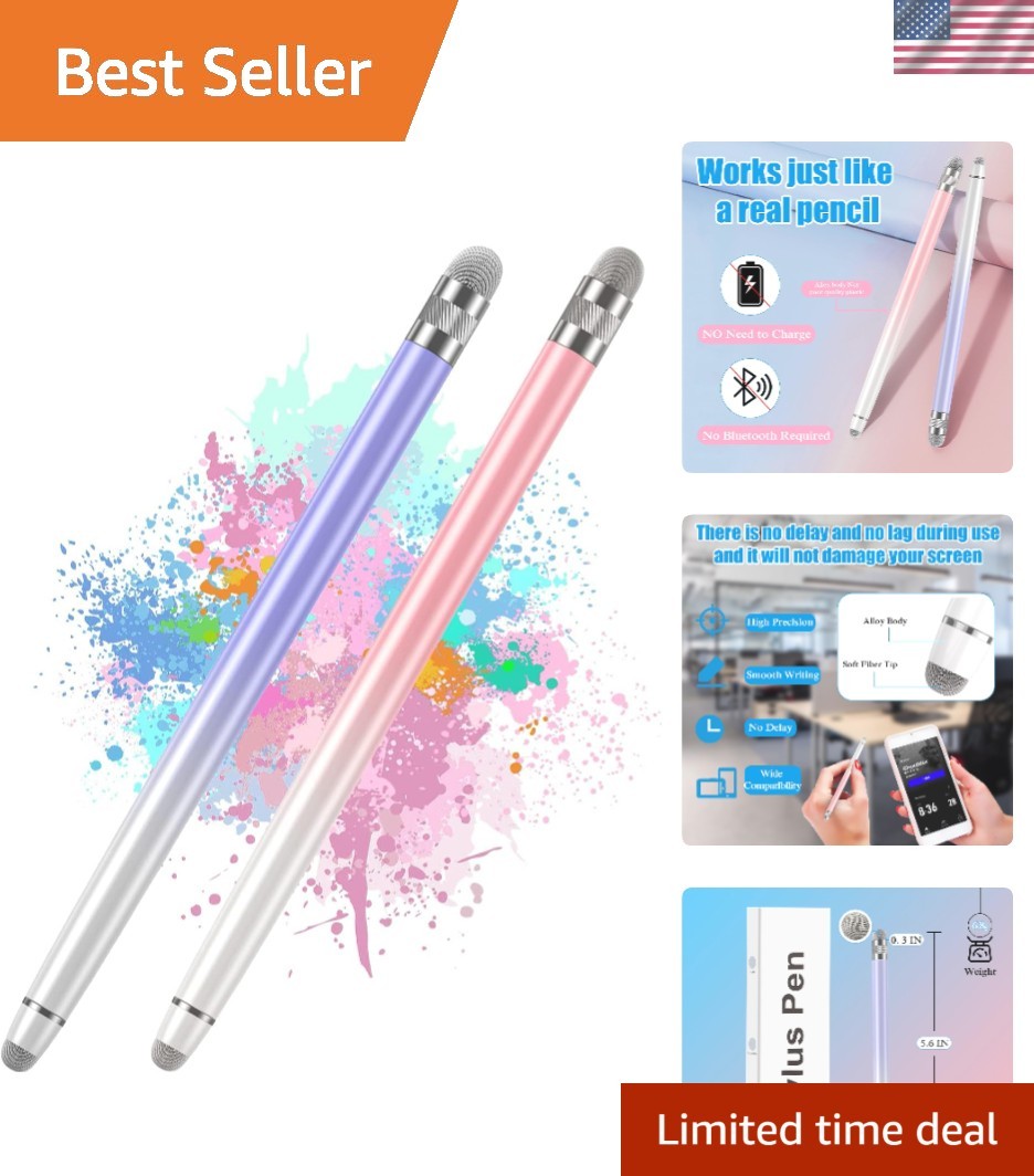 Gradient Color 2PCS Stylus Pens - No Charging, High Precision for Touchscreens