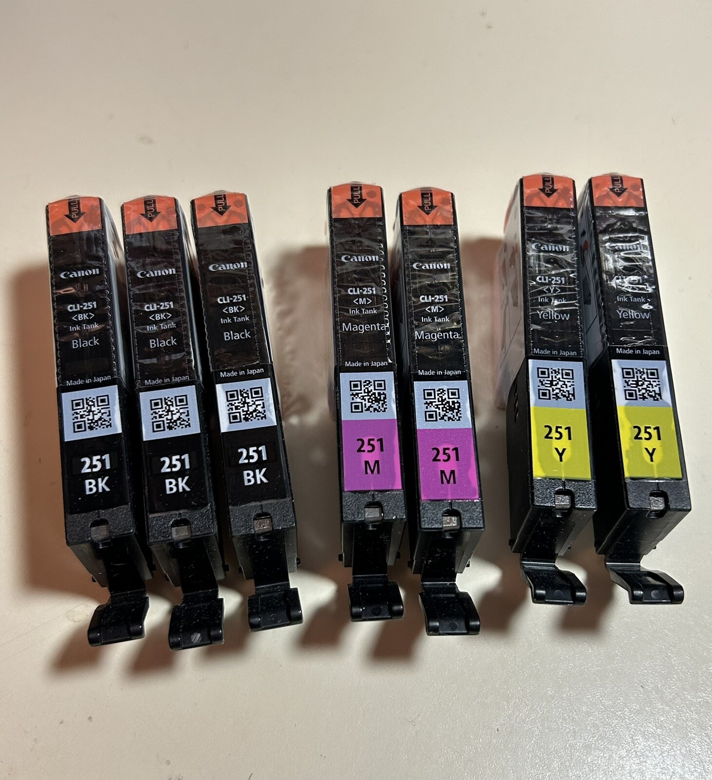Lot Of 7 SEALED NEW Canon 251 Ink Tanks Cartridges - BK BLACK MAGENTA YELLOW