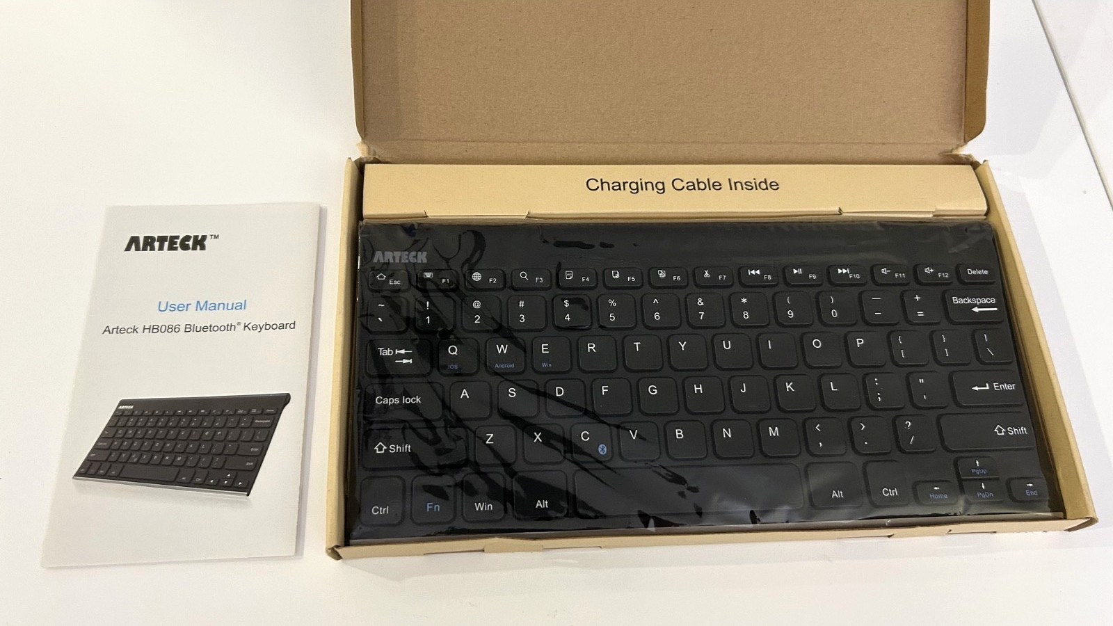 Arteck HB086 Rechargeable Bluetooth Stainless Steel Keyboard iOS Android Windows
