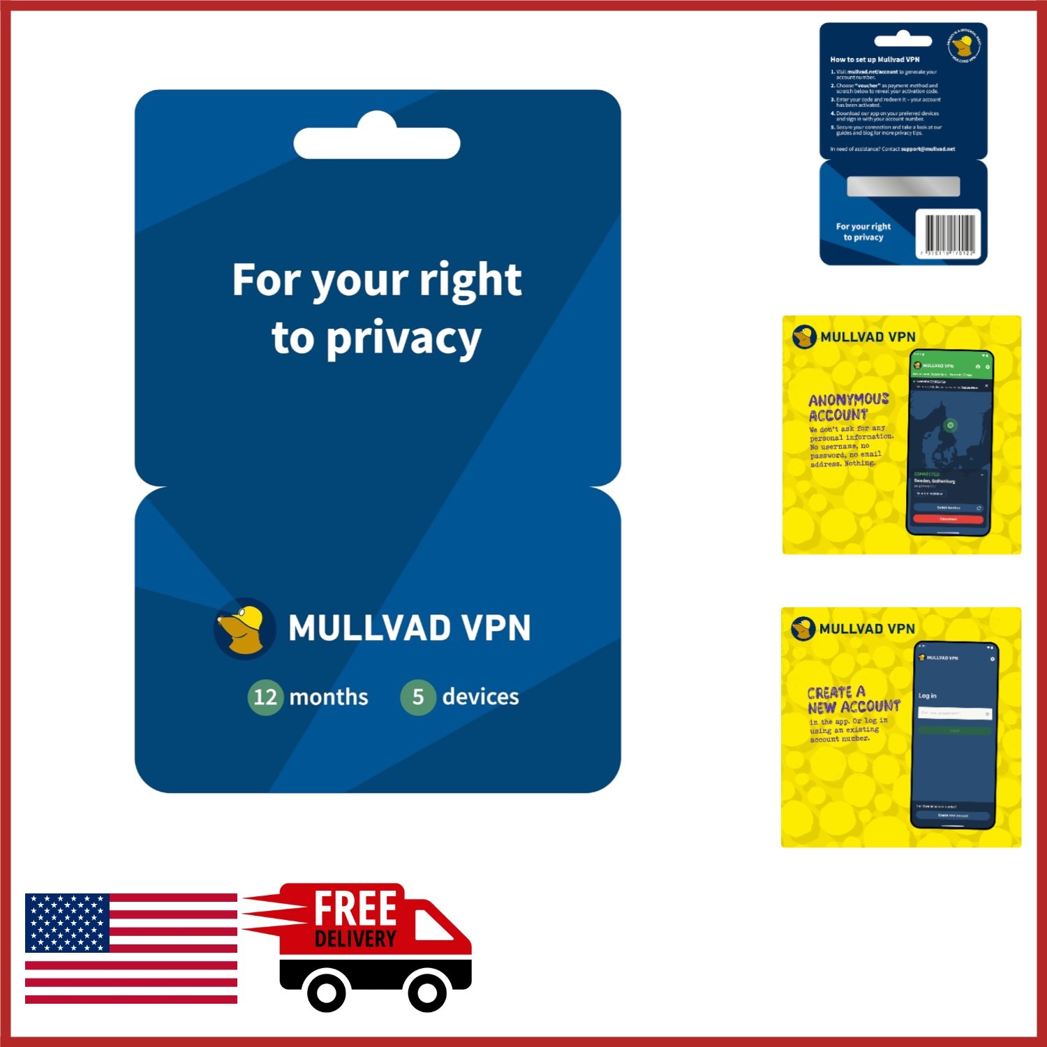 Secure VPN Service 12  for 5 Devices with No Activity Logs