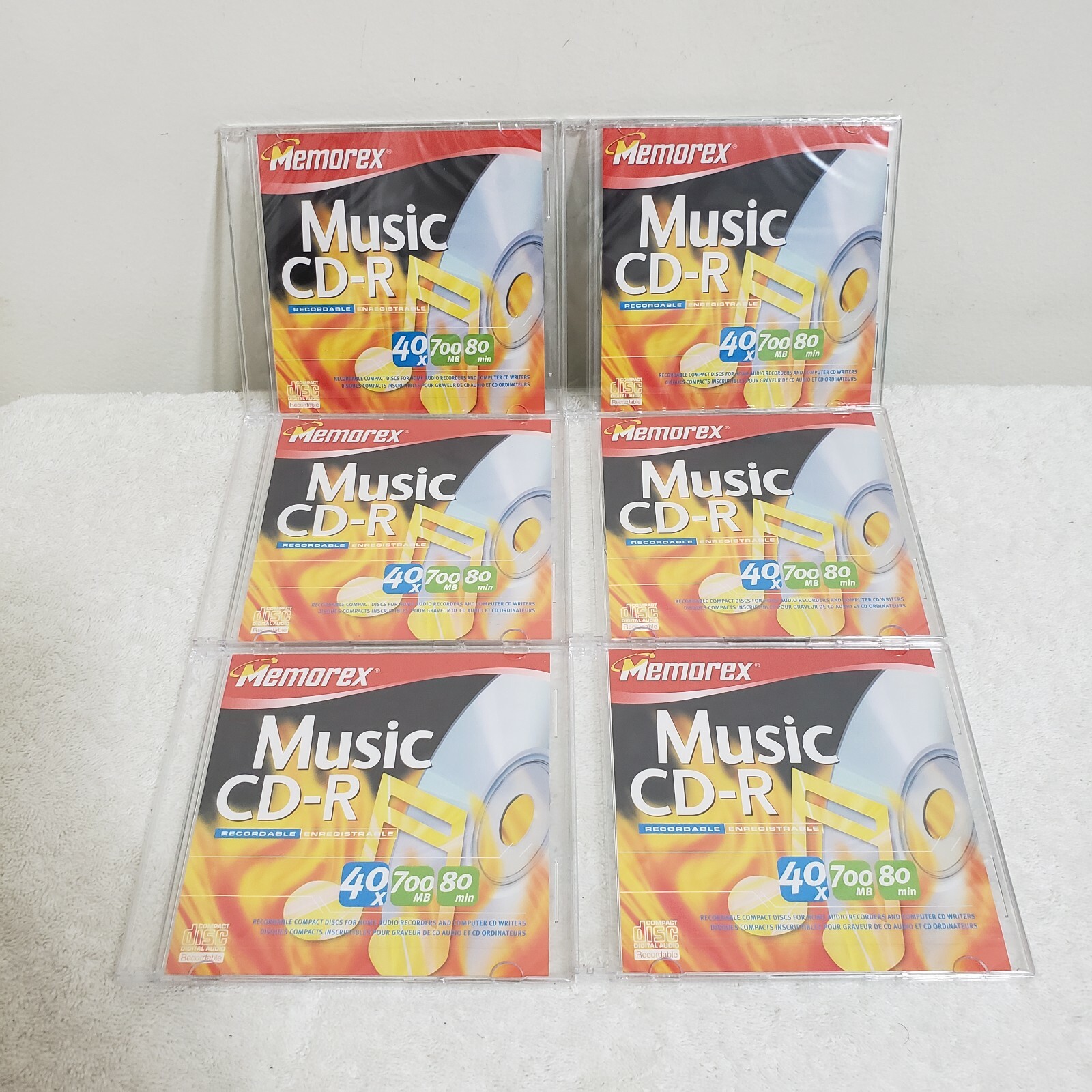 Memorex Music CD-R 700 MB 80 Minute, 40X  New Sealed (6 TOTAL) Recordable Slim