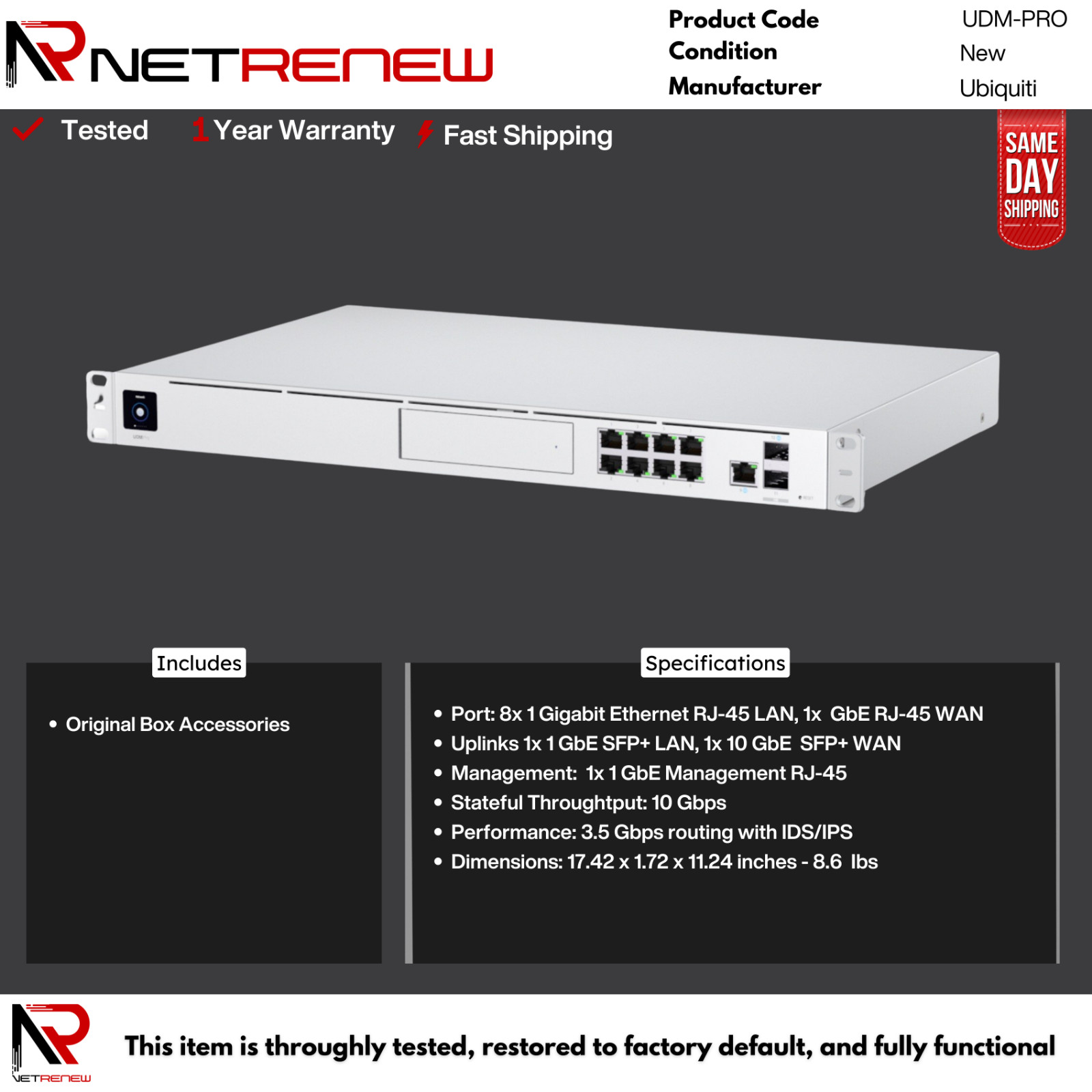New Ubiquiti UDM-PRO Dream Machine Pro Security Gateway