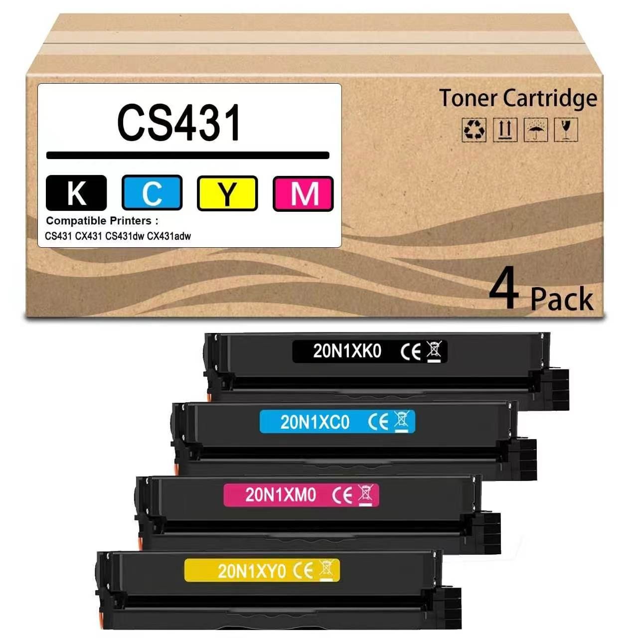 4 Pack CS331 CS431 Toner Cartridge Work for CS331 CS331dw CS431 CS431dw CX331