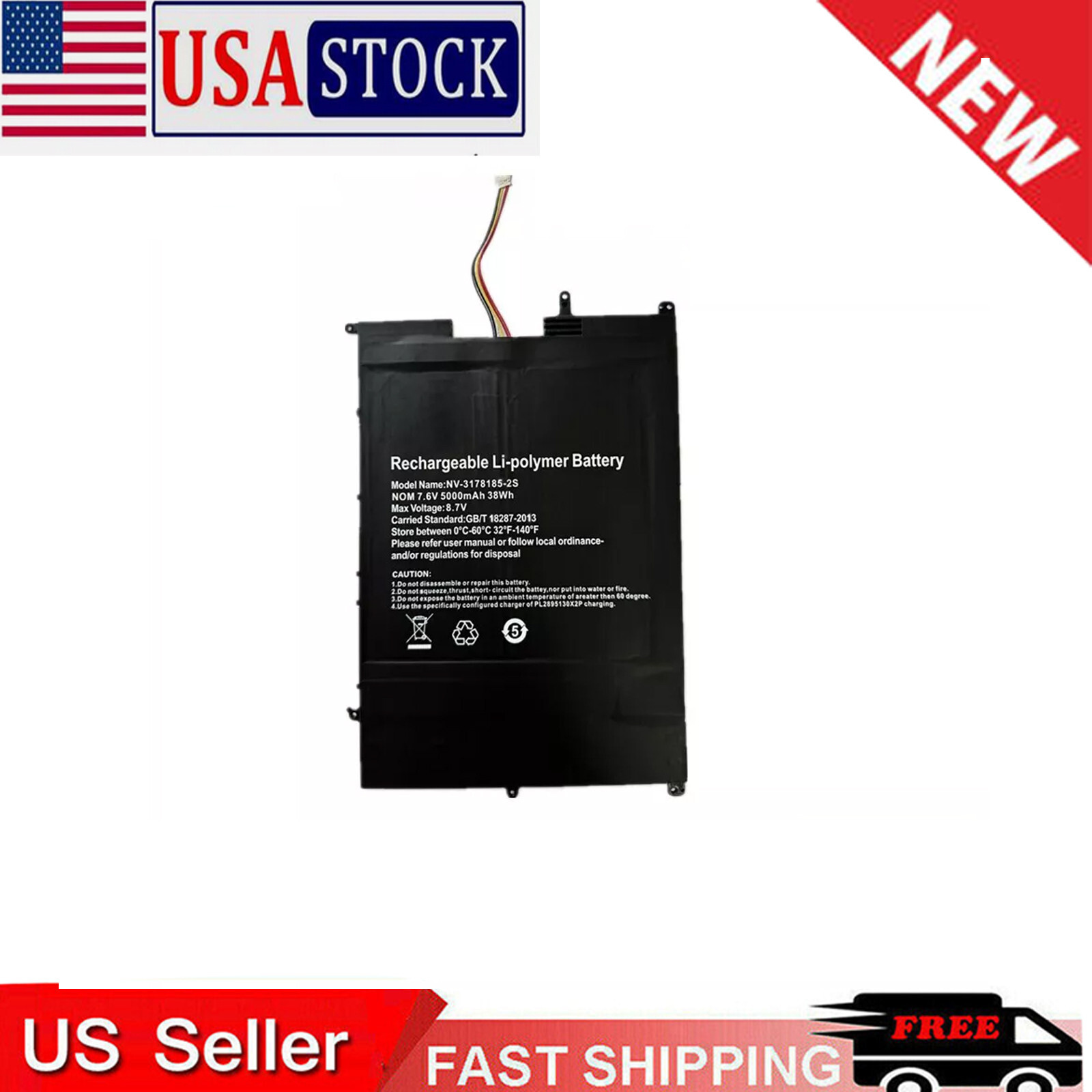 7.6V 5000mAh/38Wh NV-3178185-2S Li-Polymer battery For SGIN M15 X15 15.6"