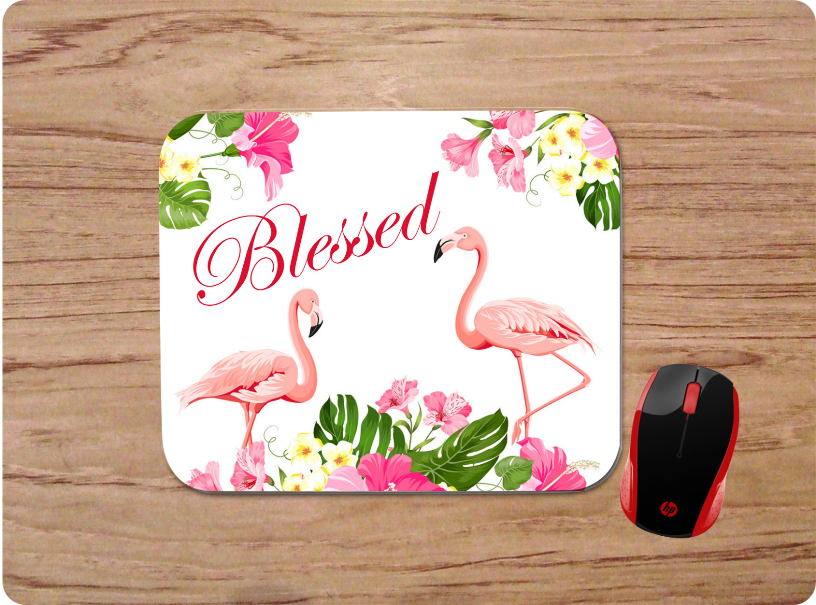 FLAMINGO BLESSED RELIGIOUS CUSTOM MOUSE PAD HOME OFFICE TROPICAL DECOR 