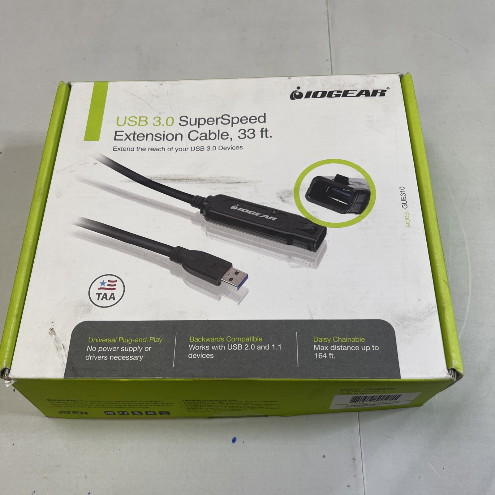 IOGEAR GUE310 USB 3.0 Active Extension Cable 33ft 5Gbps Daisy Chain NEW