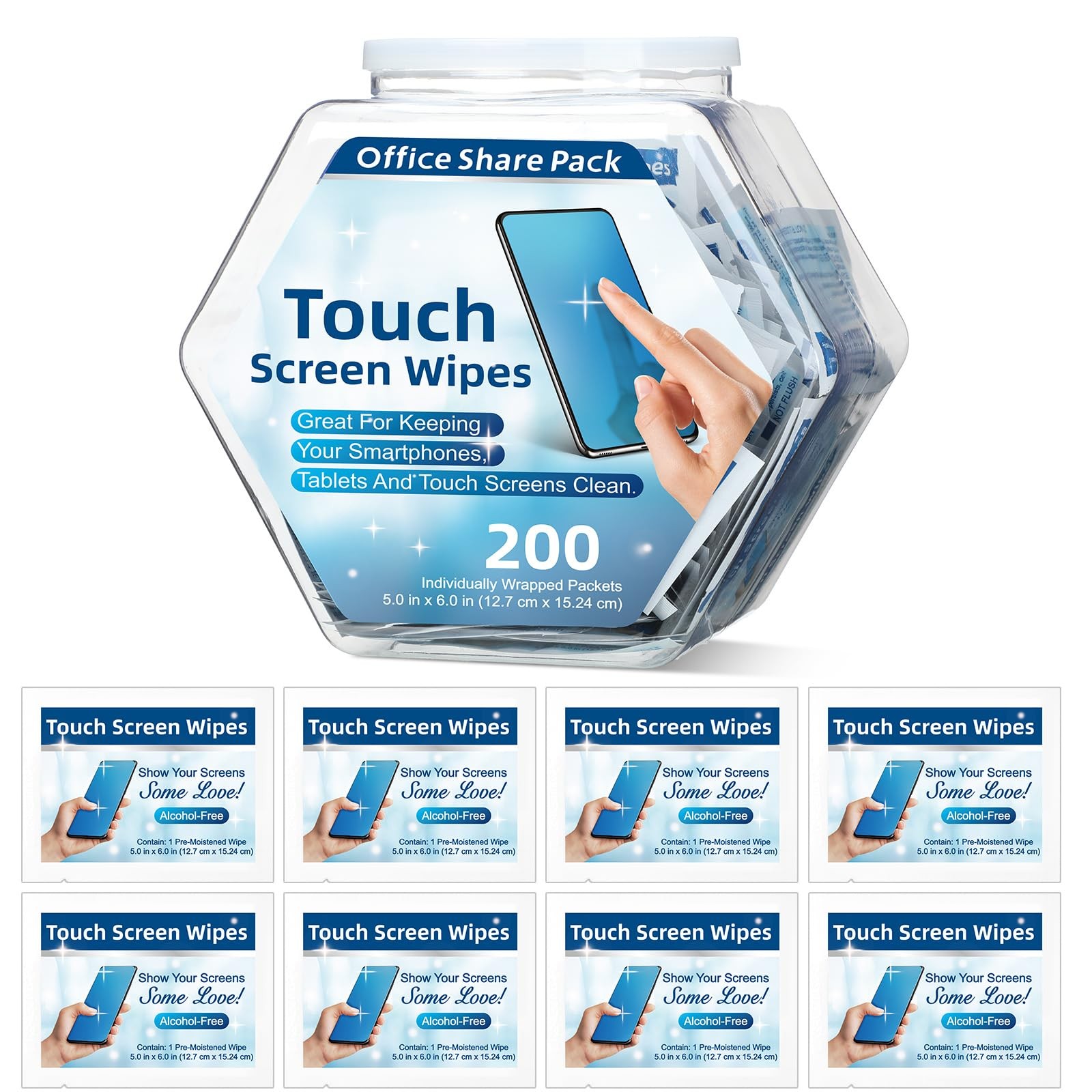200 Pack Touch Screen Wipes Pre Moistened Lens Computer Electronic Screen Wip...