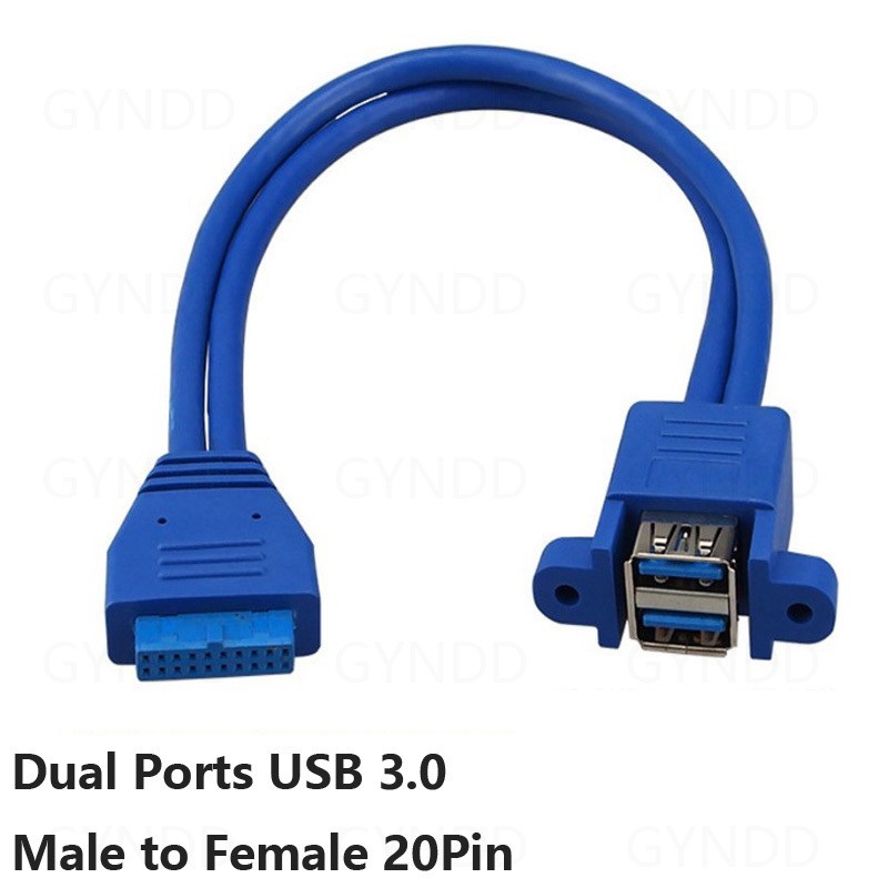 Stackable USB 3.0 Female Panel Type to Motherboard 20Pin Header Cable Dual Ports