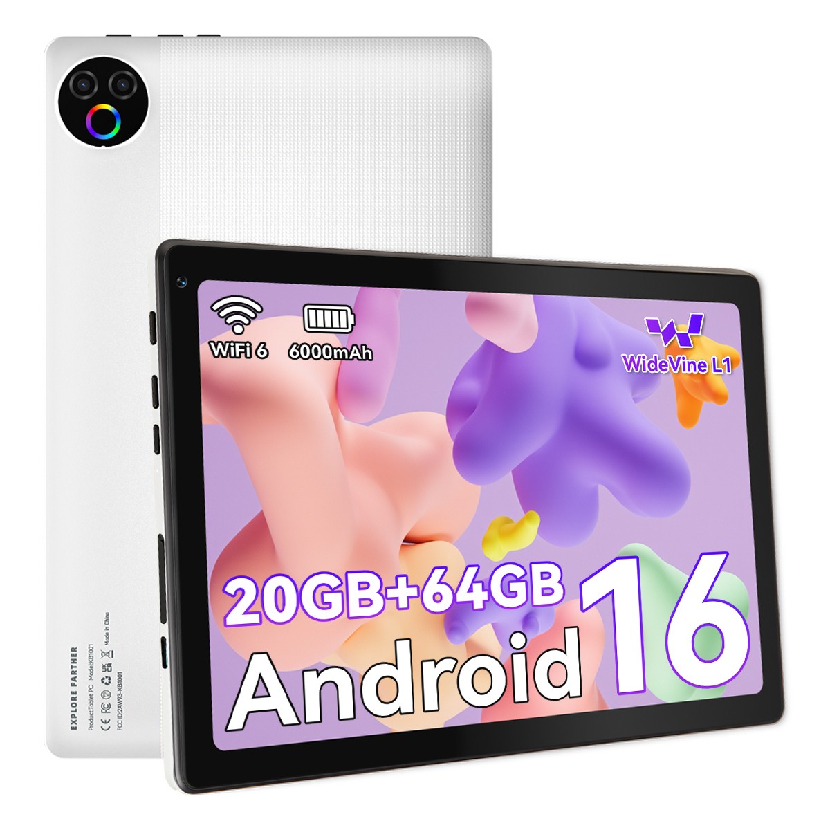 5-Core Android 16 Tablet 10.1" 6000mah 20GB RAM 64GB ROM 5G WIFI Fast Charging