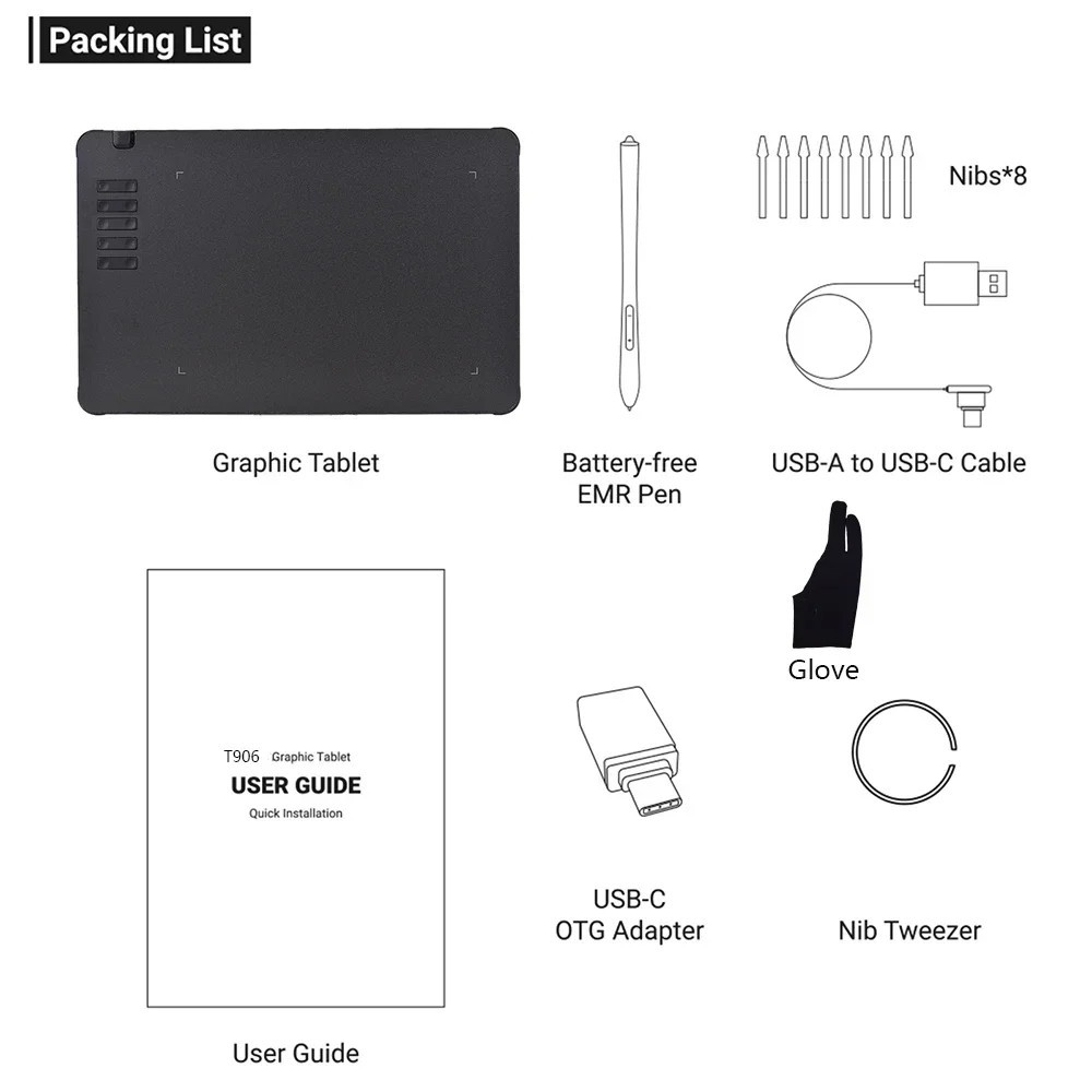 Graphics Tablet for Drawing with Stylus, USB, 8192 Pressure Levels - Tablike
