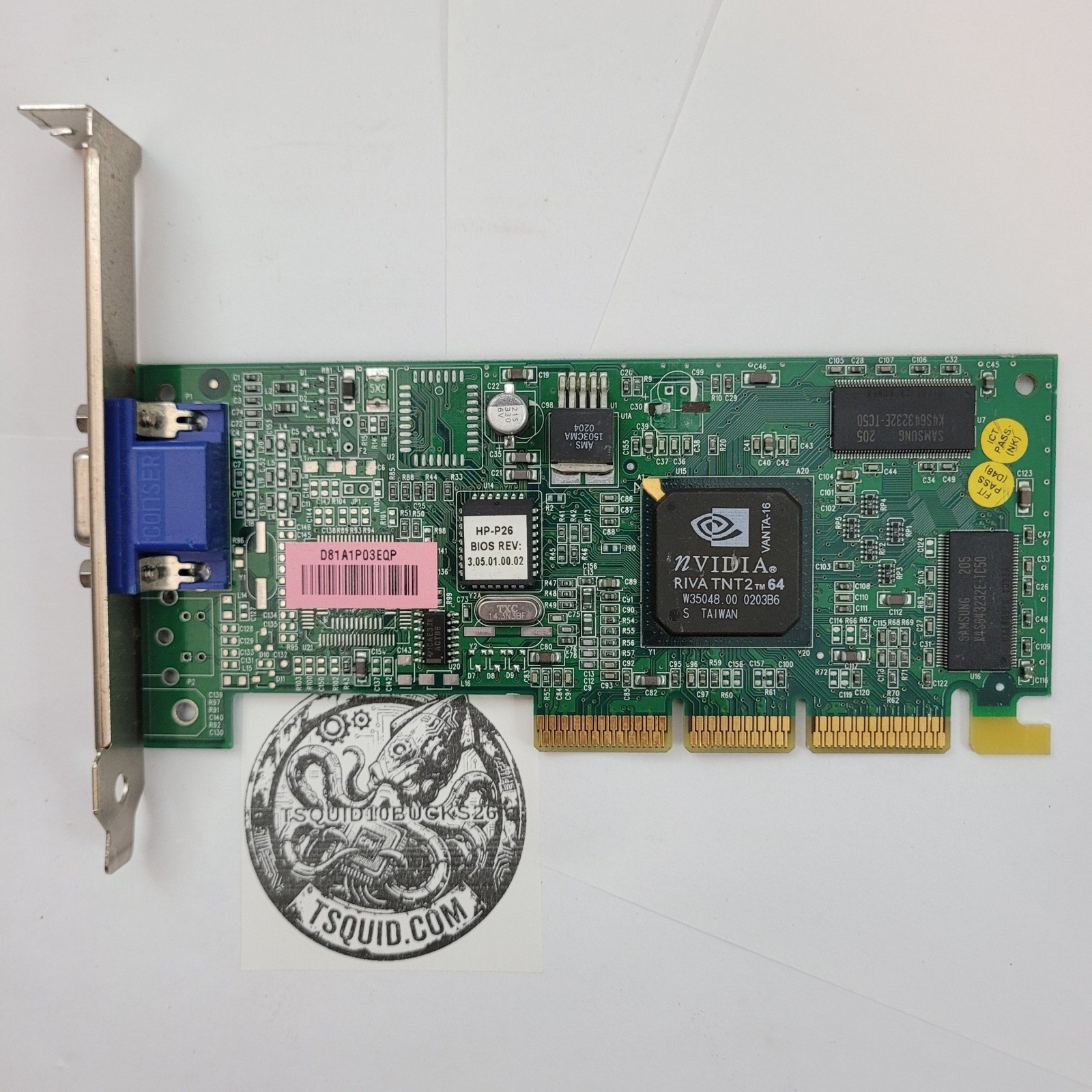NVIDIA Graphics Card 180-P0026-0000-B RIVA TNT2 Vanta-16 16MB AGP HP 5065-8979