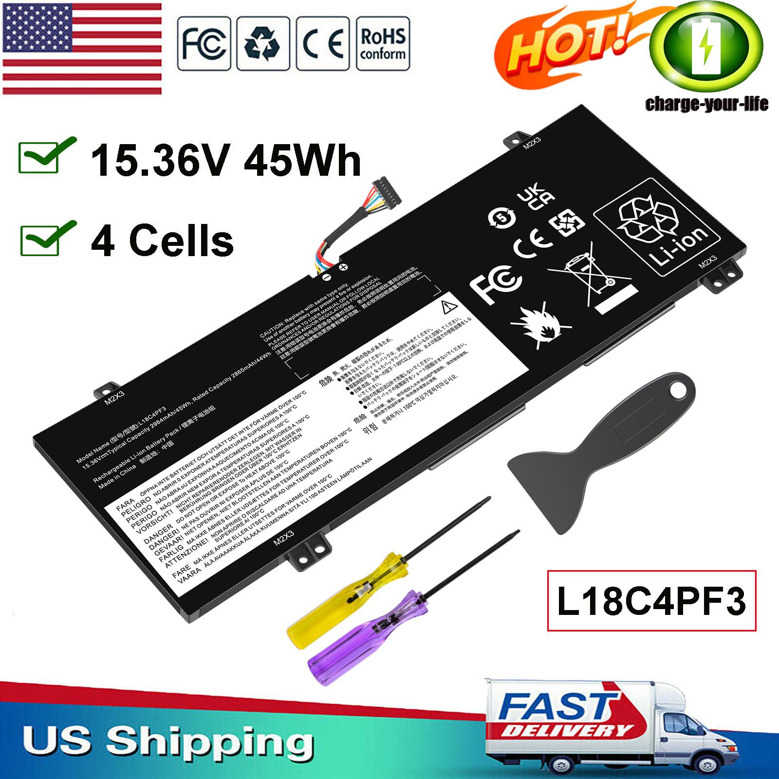 L18C4PF3 L18M4PF3 L18C4PF4 Battery For Lenovo Ideapad Flex-14API 14IWL 14IML NEW