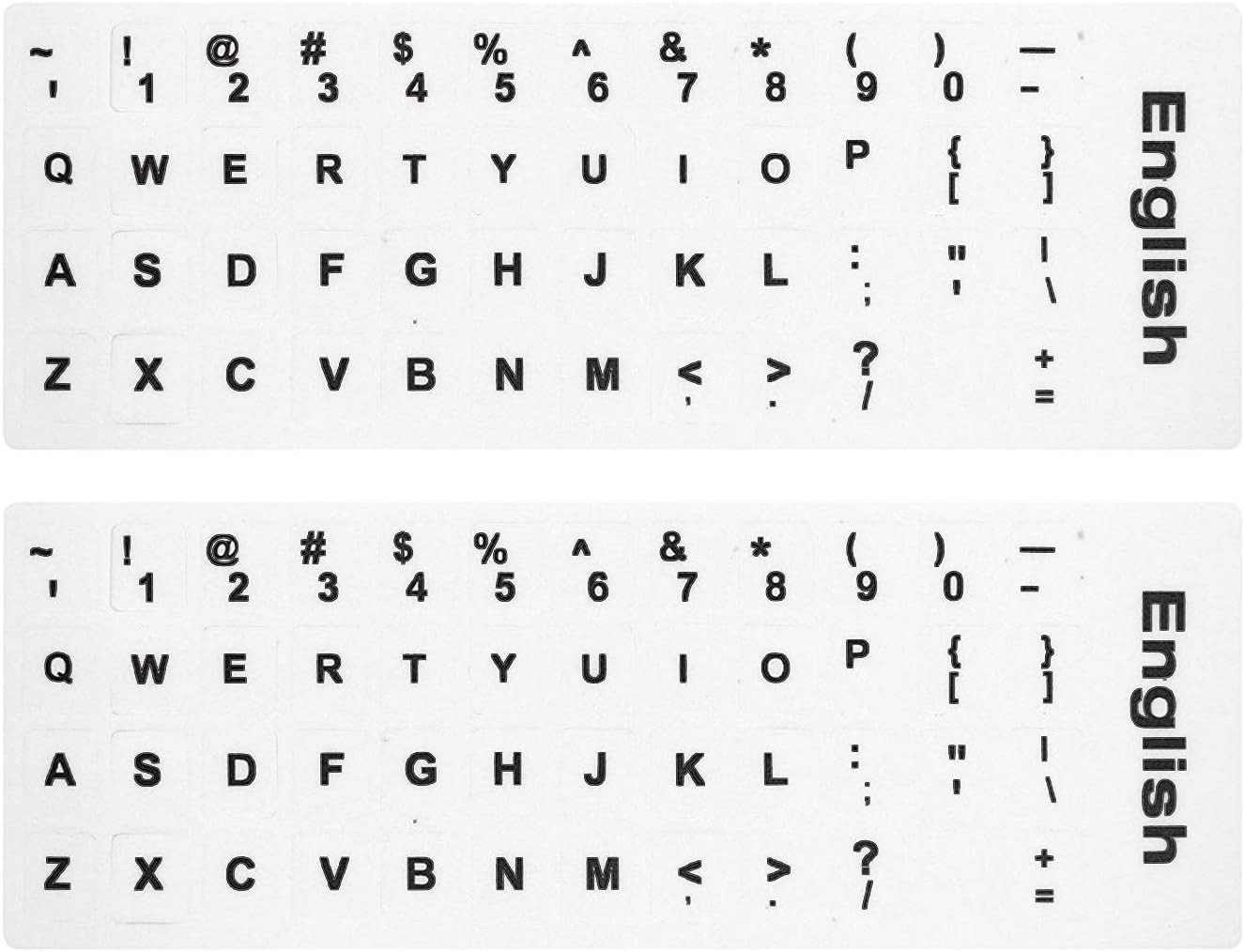 2PCS Pack English Keyboard Stickers English Keyboard Replacement Stickers with W
