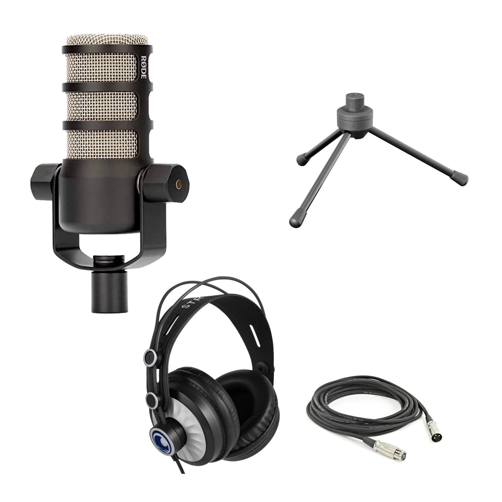 Rode PodMic with Headphones, Desktop Stand, XLR Cable & Polishing Cloth